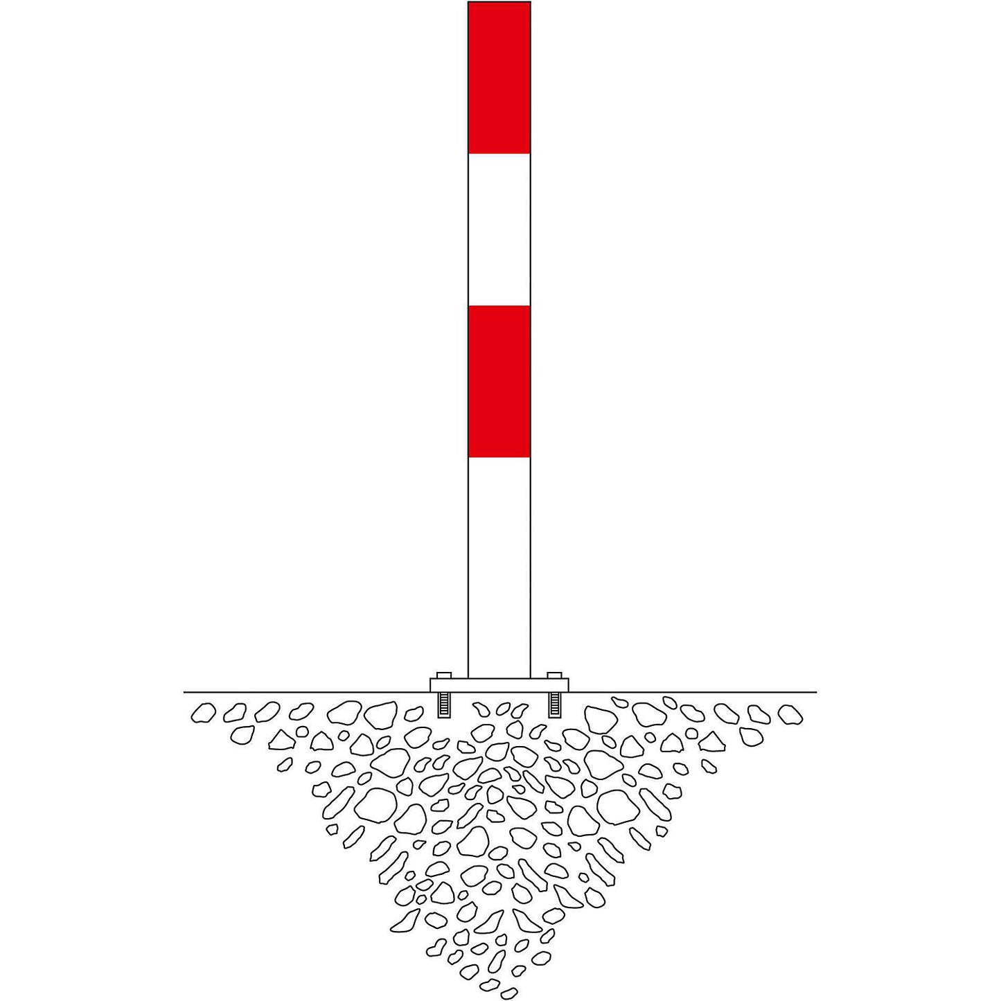 Bollard Morion, for bolting in place, Ø 90 mm, plastic coated red/white.