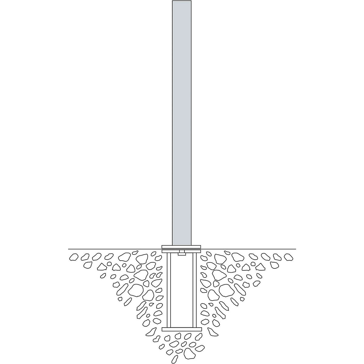 Barrier post made of steel, for setting in concrete, Ø 76 mm, hot dip galvanised.