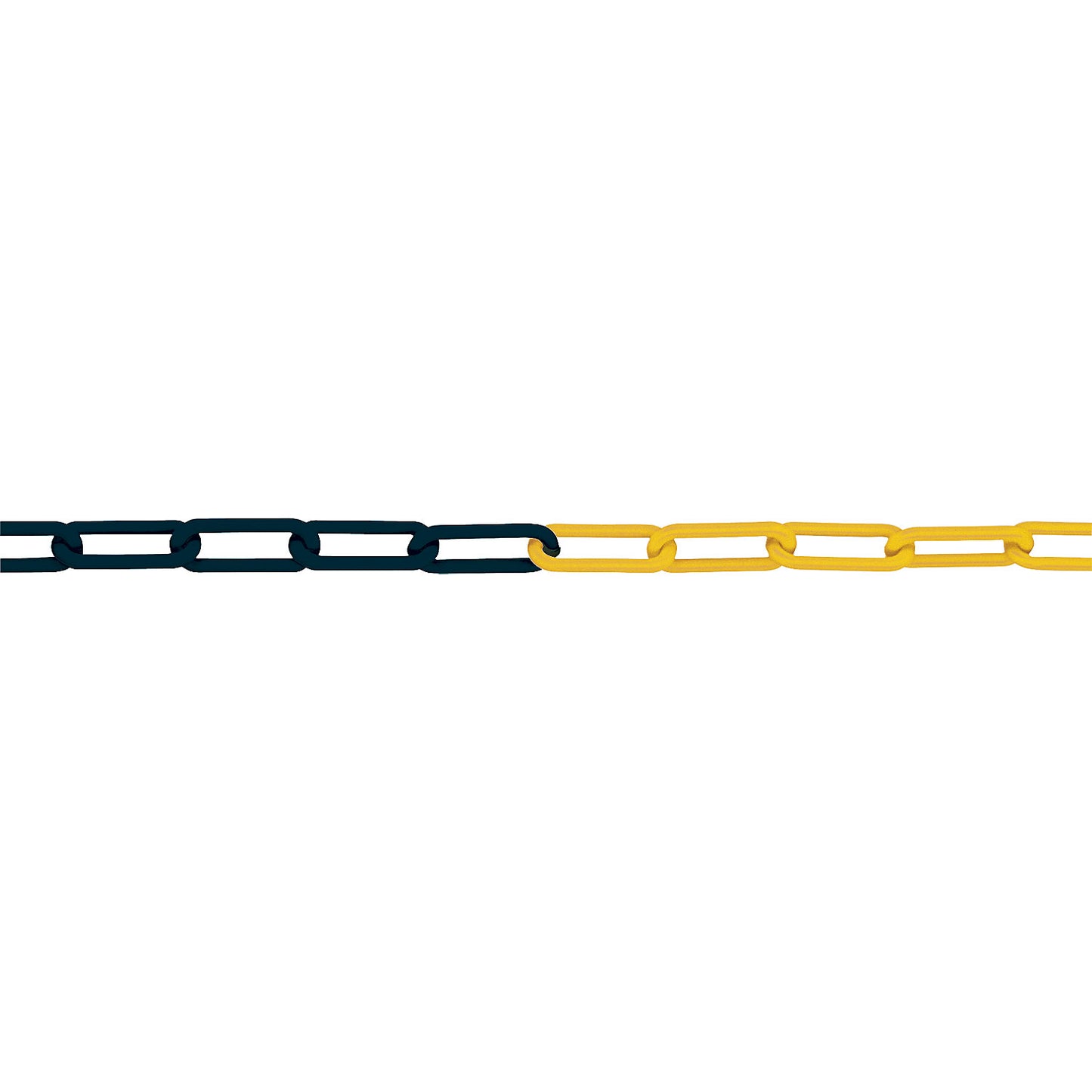 PE link chain, link thickness 6 mm, band length 50 m, black/yellow.