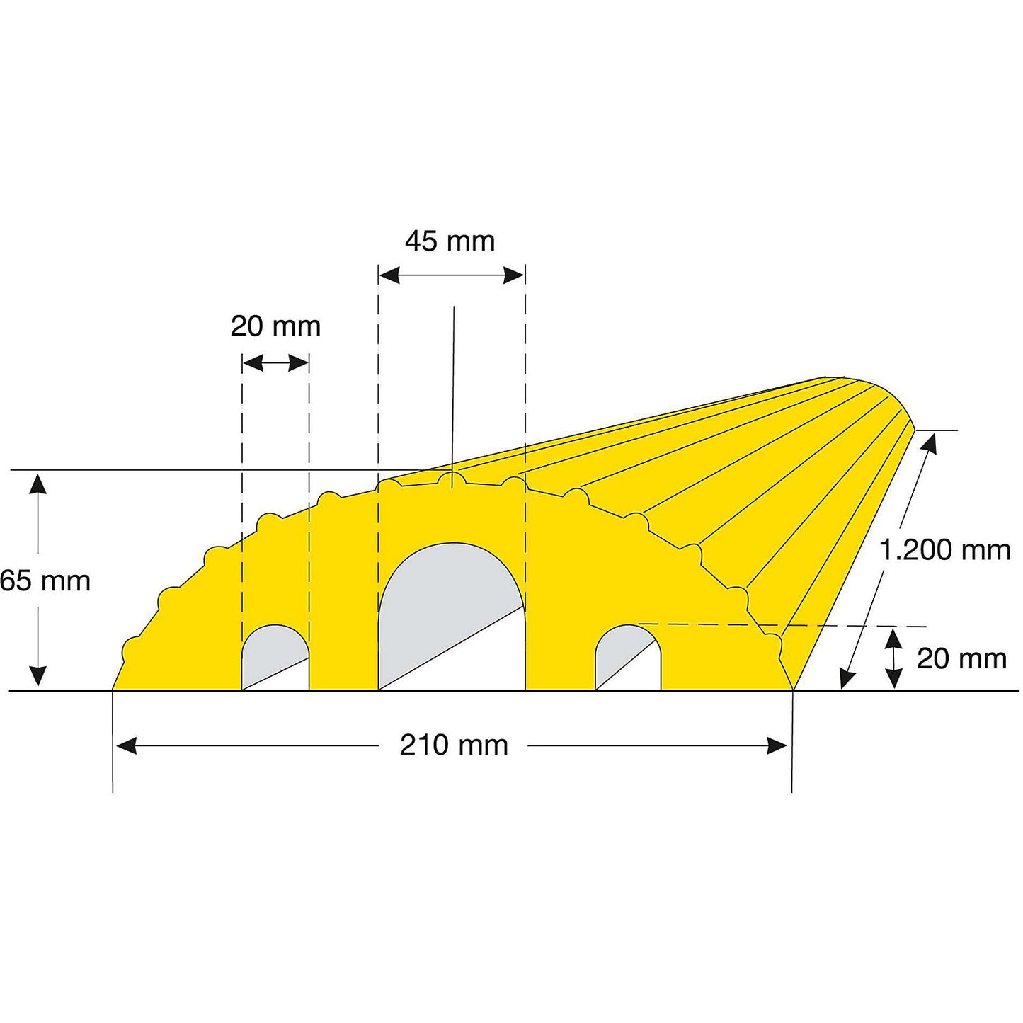 Cable bridge, height 65 mm, cables up to Ø 45 mm, black.