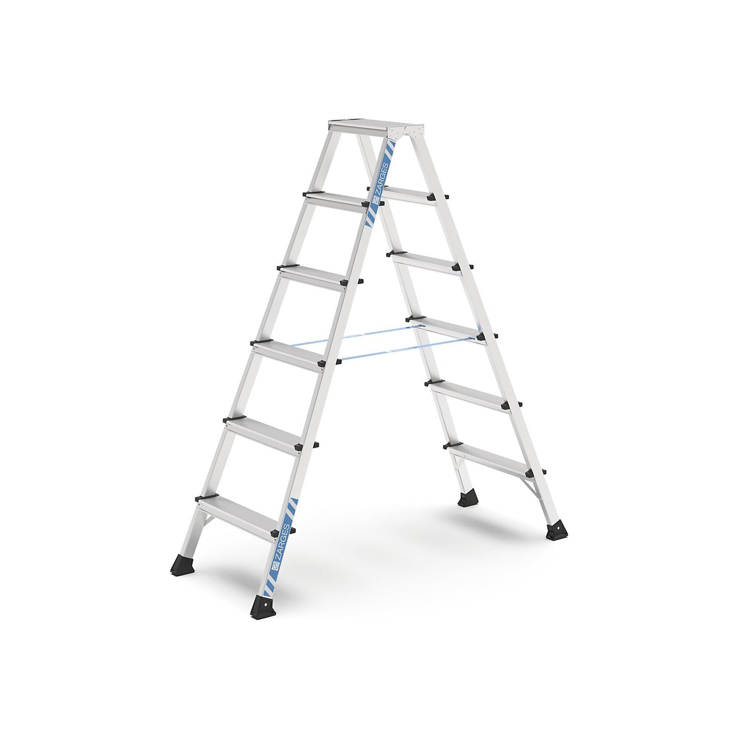 Professional step ladder, anodised, double sided, 2 x 6 steps.
