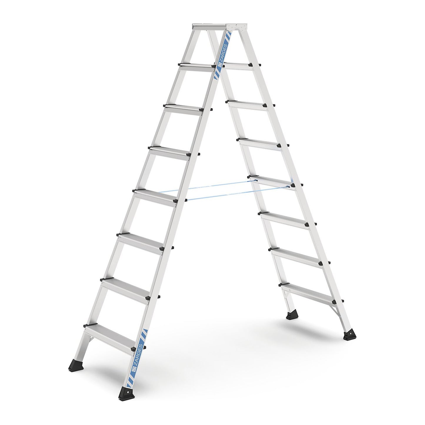 Professional step ladder, anodised, double sided, 2 x 8 steps.