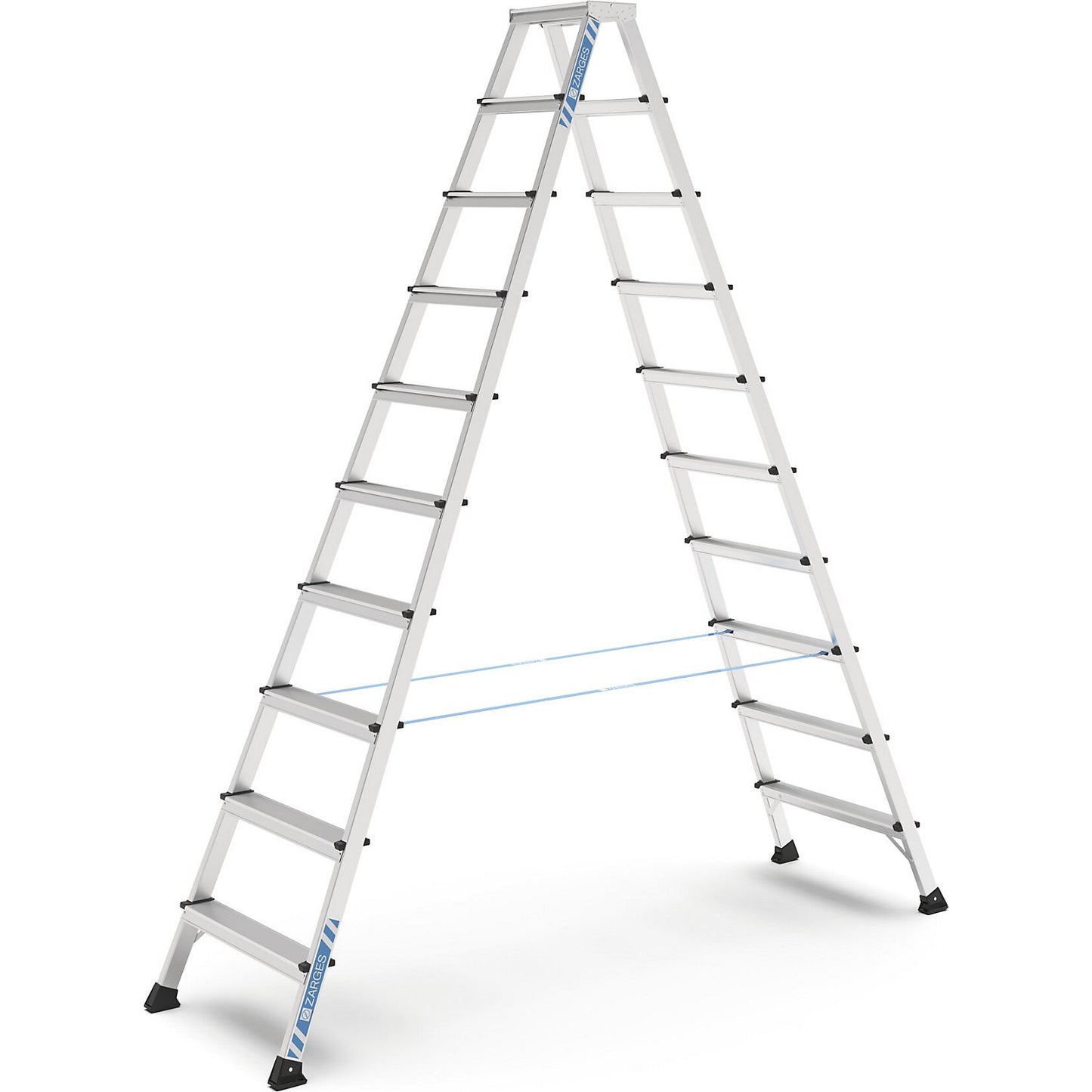 Professional step ladder, anodised, double sided, 2 x 10 steps.
