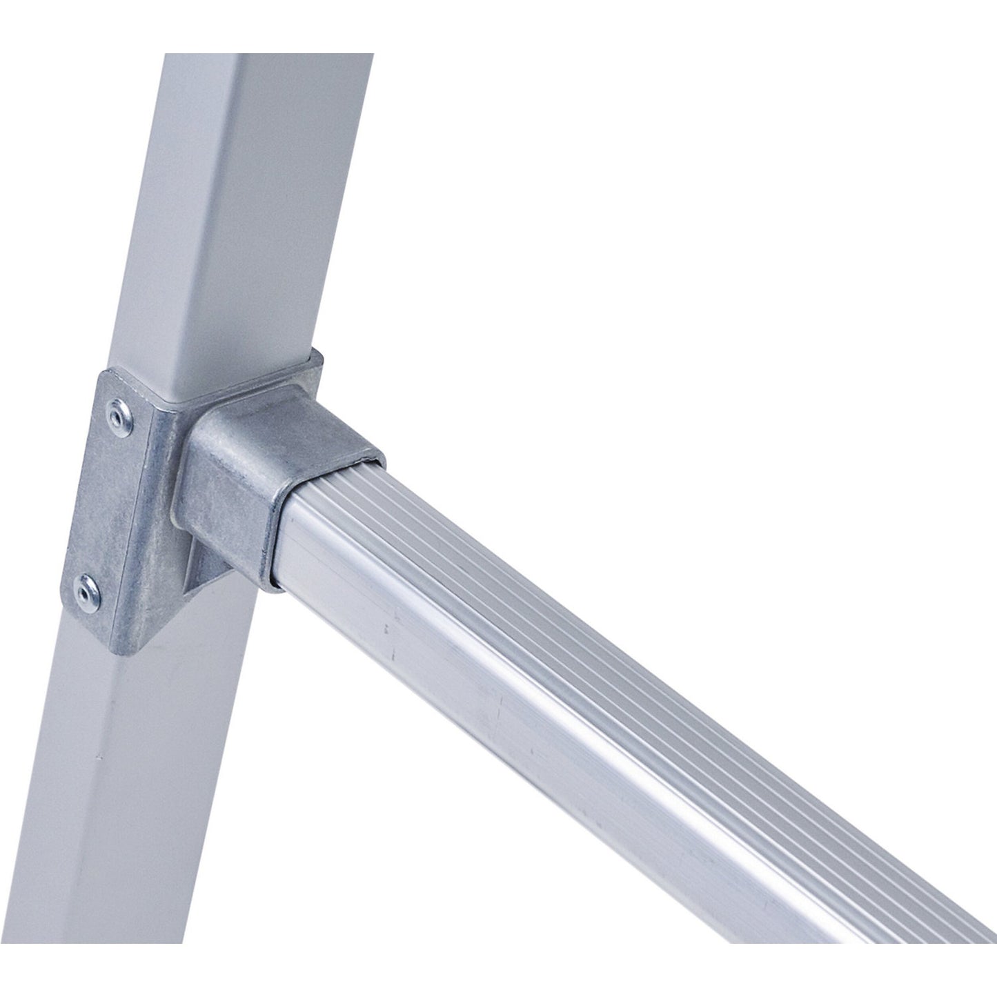 Professional step ladder, single sided access, anodised aluminium, with tool tray, for workshop and industrial use, 8 steps inclusive platforms.