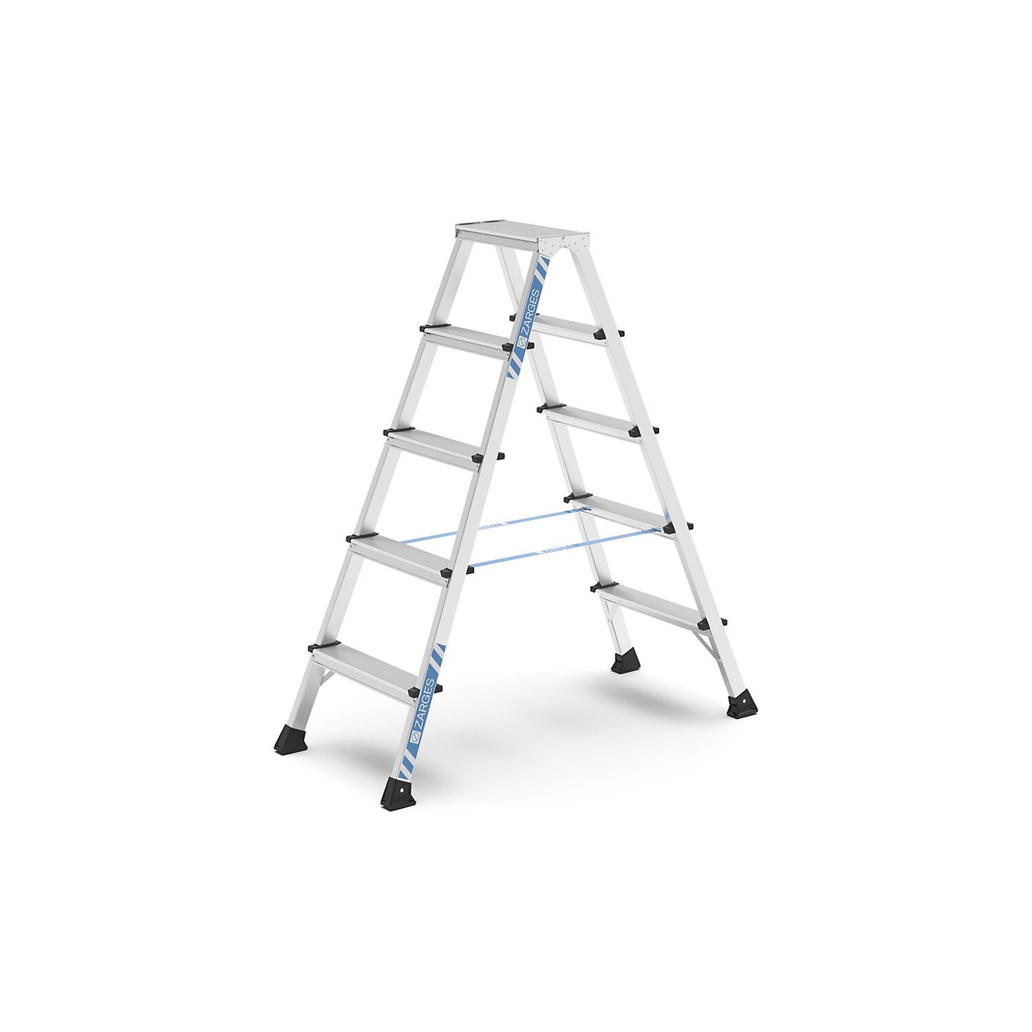 Professional step ladder, anodised, double sided, 2 x 5 steps.