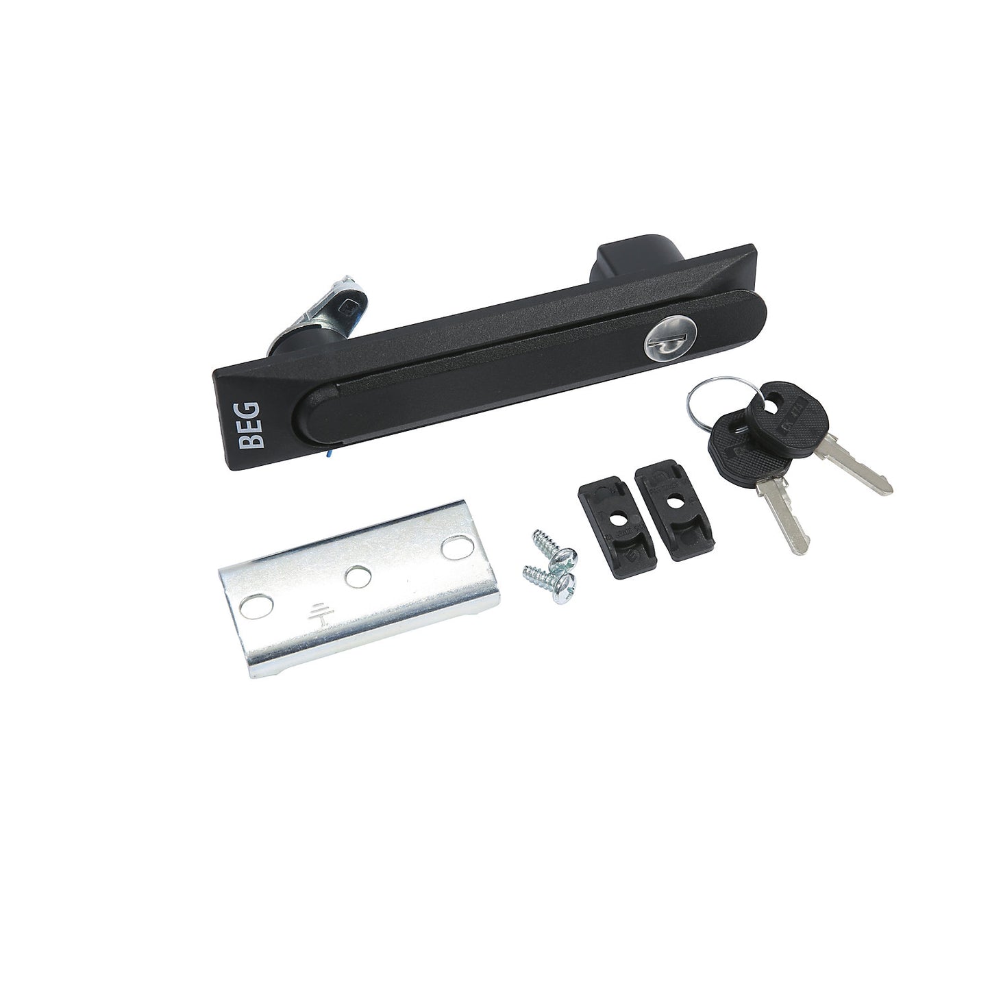 Rotary lever with lock, for cupboard trolley, black / silver.
