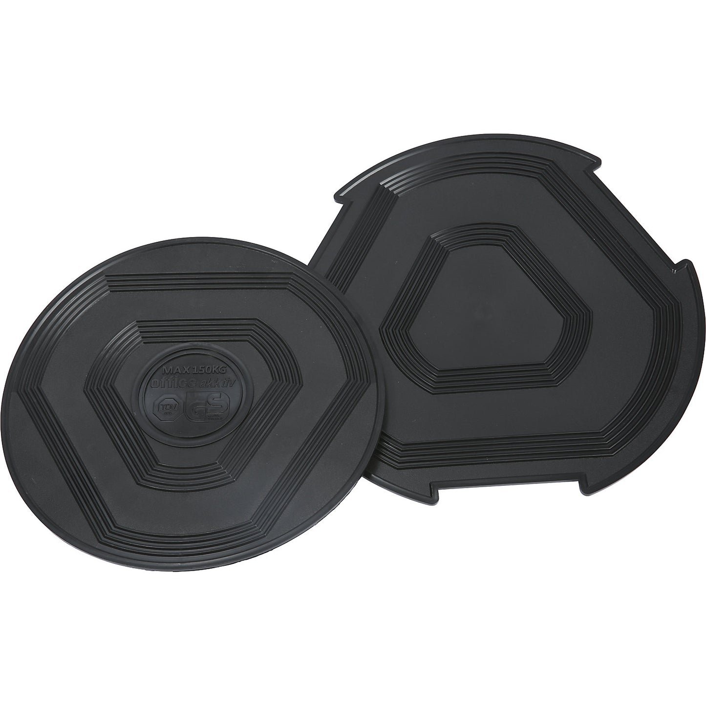 Set of plastic supports, for a kick stool, round and square.