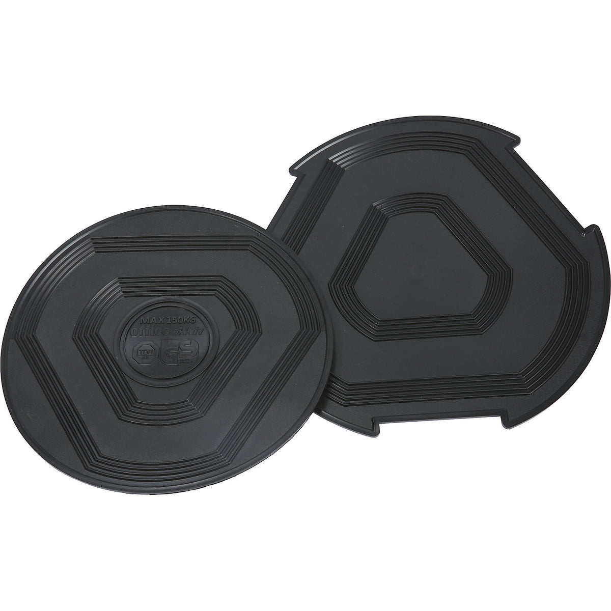 Set of plastic supports, for a kick stool, round and square.