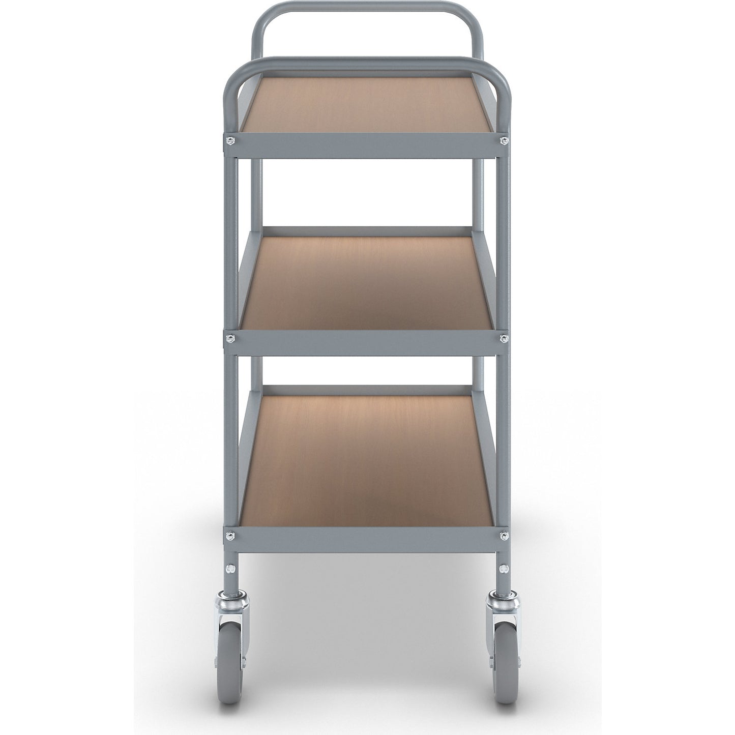 Serving trolley, shelf height 250 mm, 3 shelves, with 4 swivel castors, wheel Ø 100 mm.