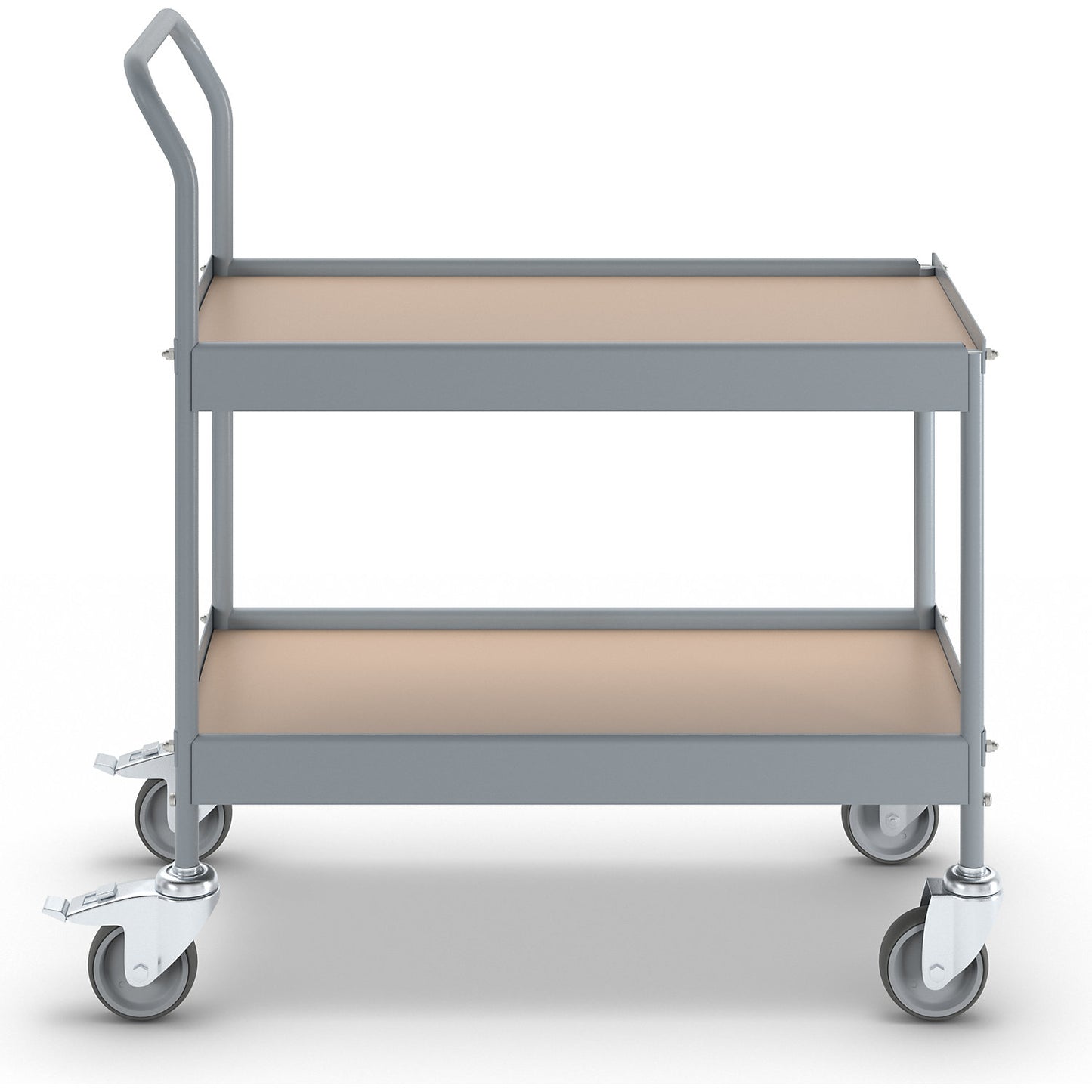Table trolley, LxWxH 720 x 380 x 855 mm, with 4 swivel castors, 2 with double stops, wheel Ø 100 mm.