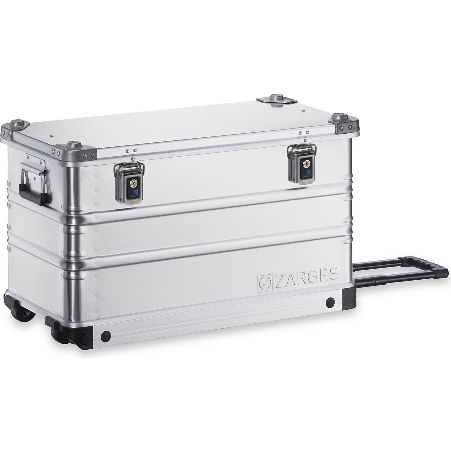 Mobile aluminium box, capacity 99 l, external dims. LxWxH 800 x 400 x 455 mm.