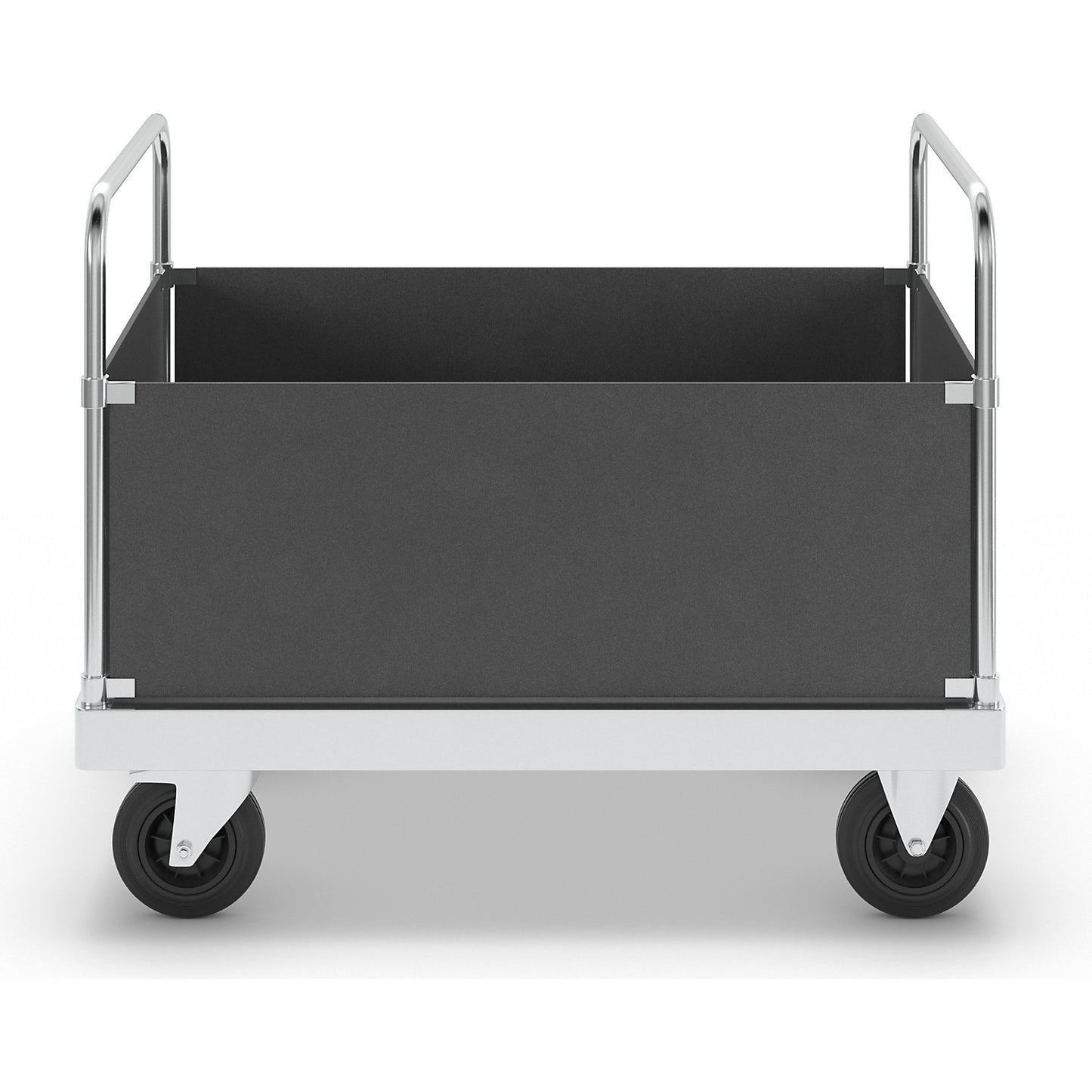 JUMBO zinc plated platform truck, with 4 side panels, length 1200 mm, with stop.