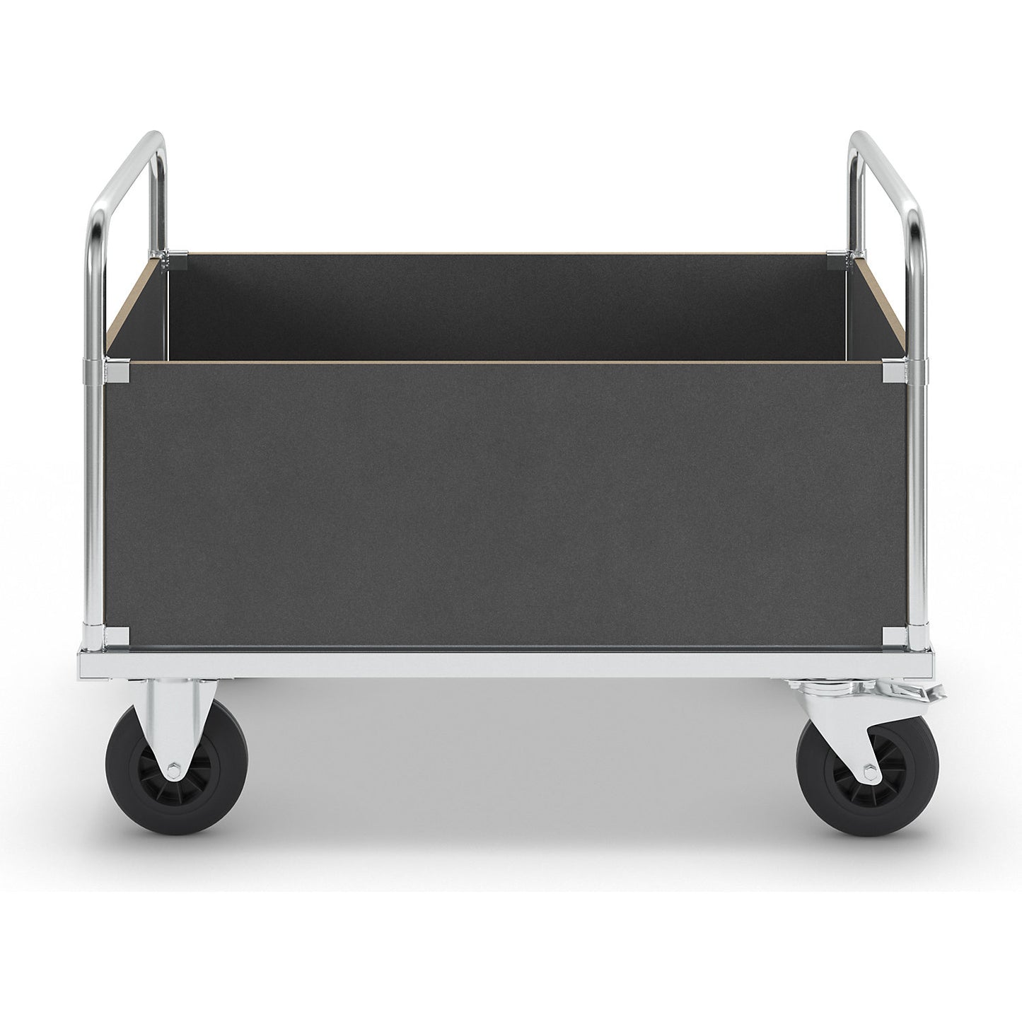 Platform truck max. load 500 kg, with 4 high side panels, LxWxH 1200 x 800 x 900 mm, with stop.