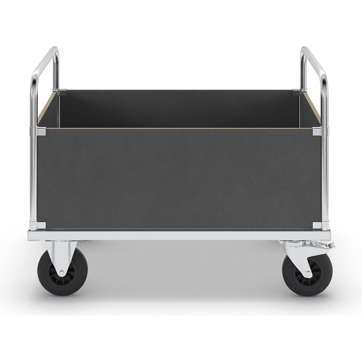 Platform truck max. load 500 kg, with 4 high side panels, LxWxH 1200 x 800 x 900 mm, with stop.