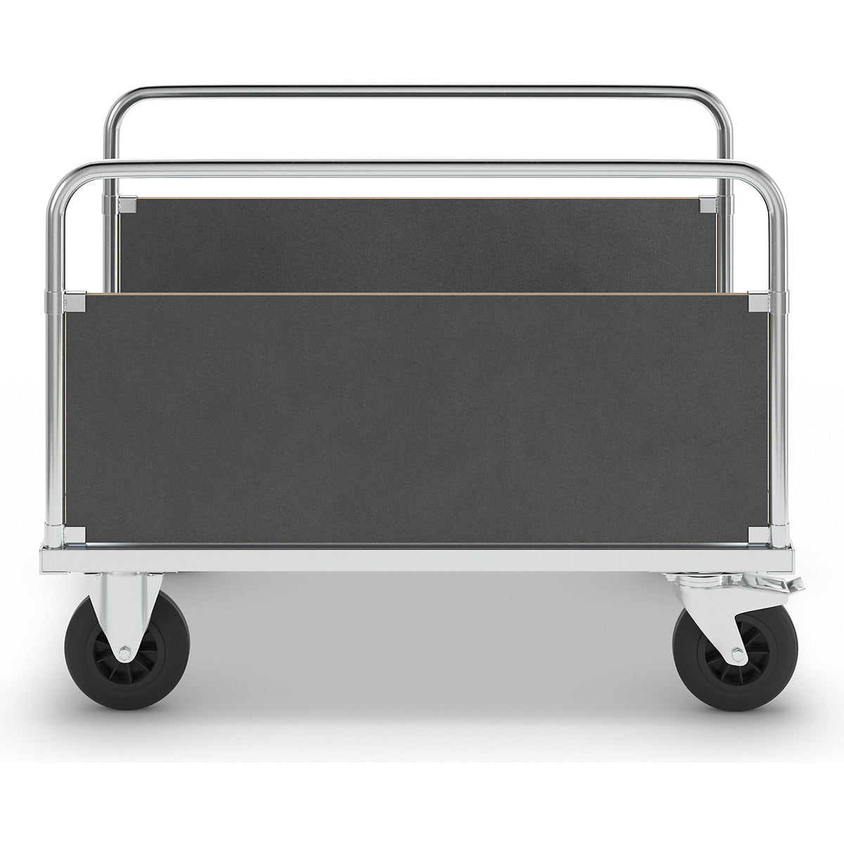 Platform truck max. load 500 kg, with 2 side panels, LxWxH 1200 x 800 x 900 mm, with stop.