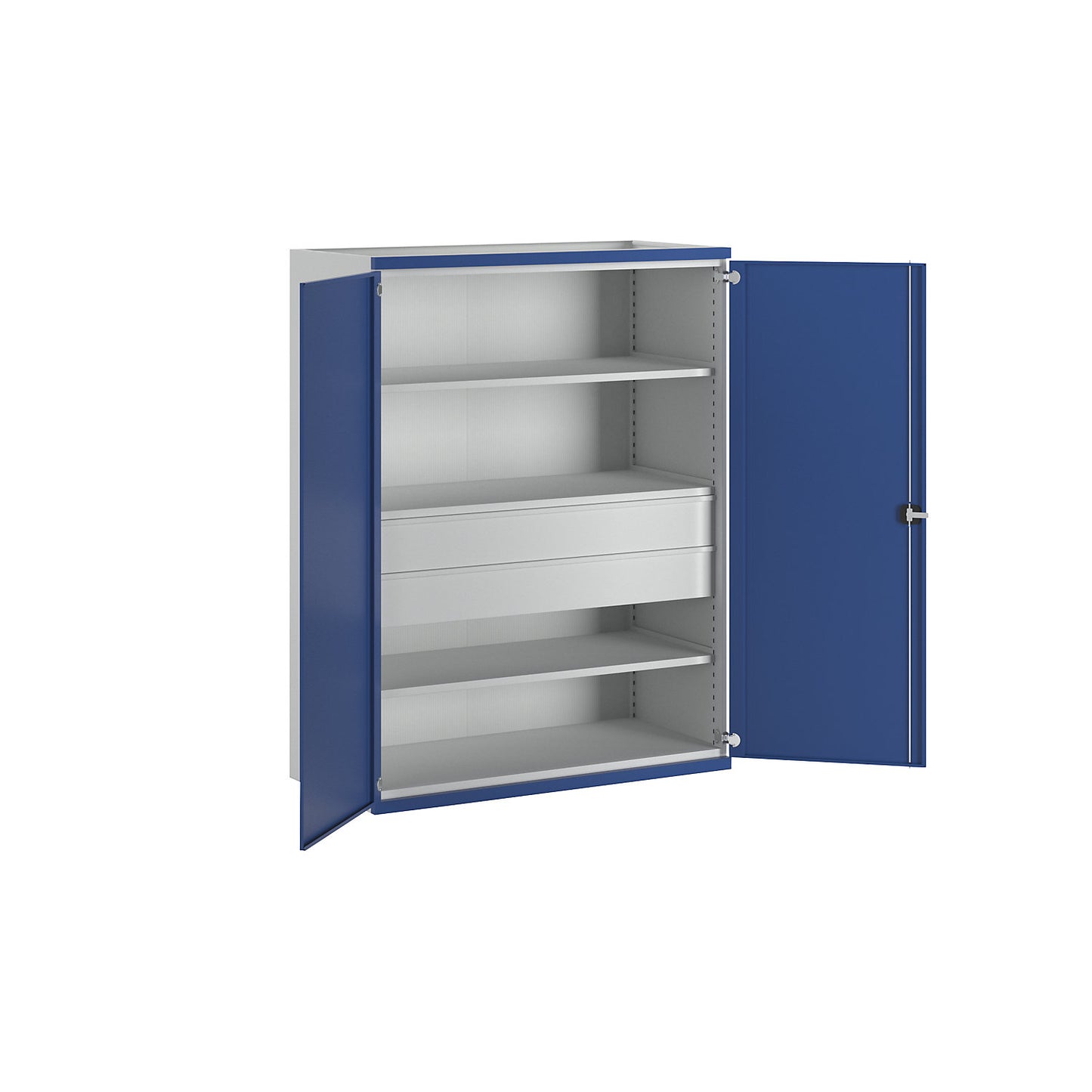 JUMBO heavy duty cupboard with 3 shelves, 2 drawers, HxWxD 1950 x 1484 x 690 mm.