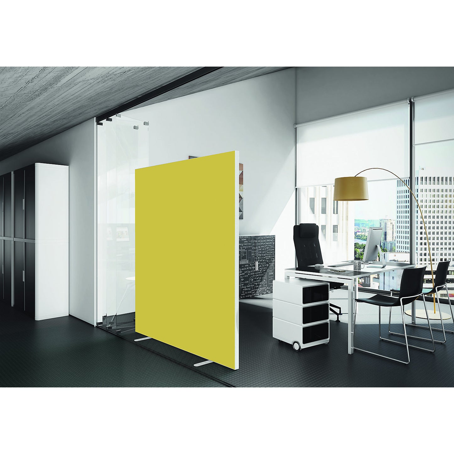 easyScreen partition, HxD 1740 x 390 mm, green, width 1600 mm.