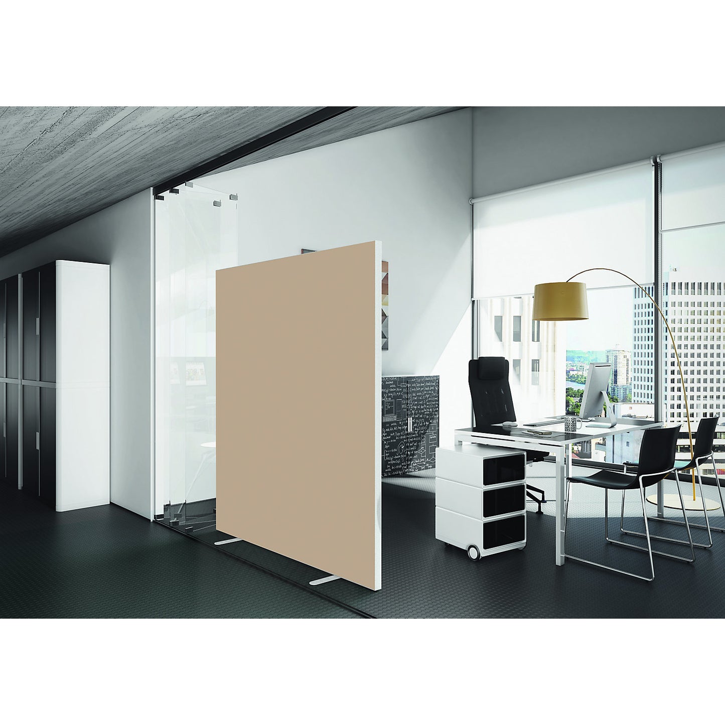 easyScreen partition, HxD 1740 x 390 mm, sand, width 1600 mm.