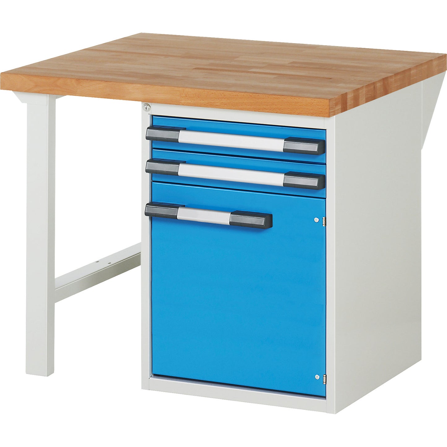 Workbench, Series 7000 modular system, 2 drawers, 1 cupboard, depth 700 mm, WxD 1000 x 900 mm.