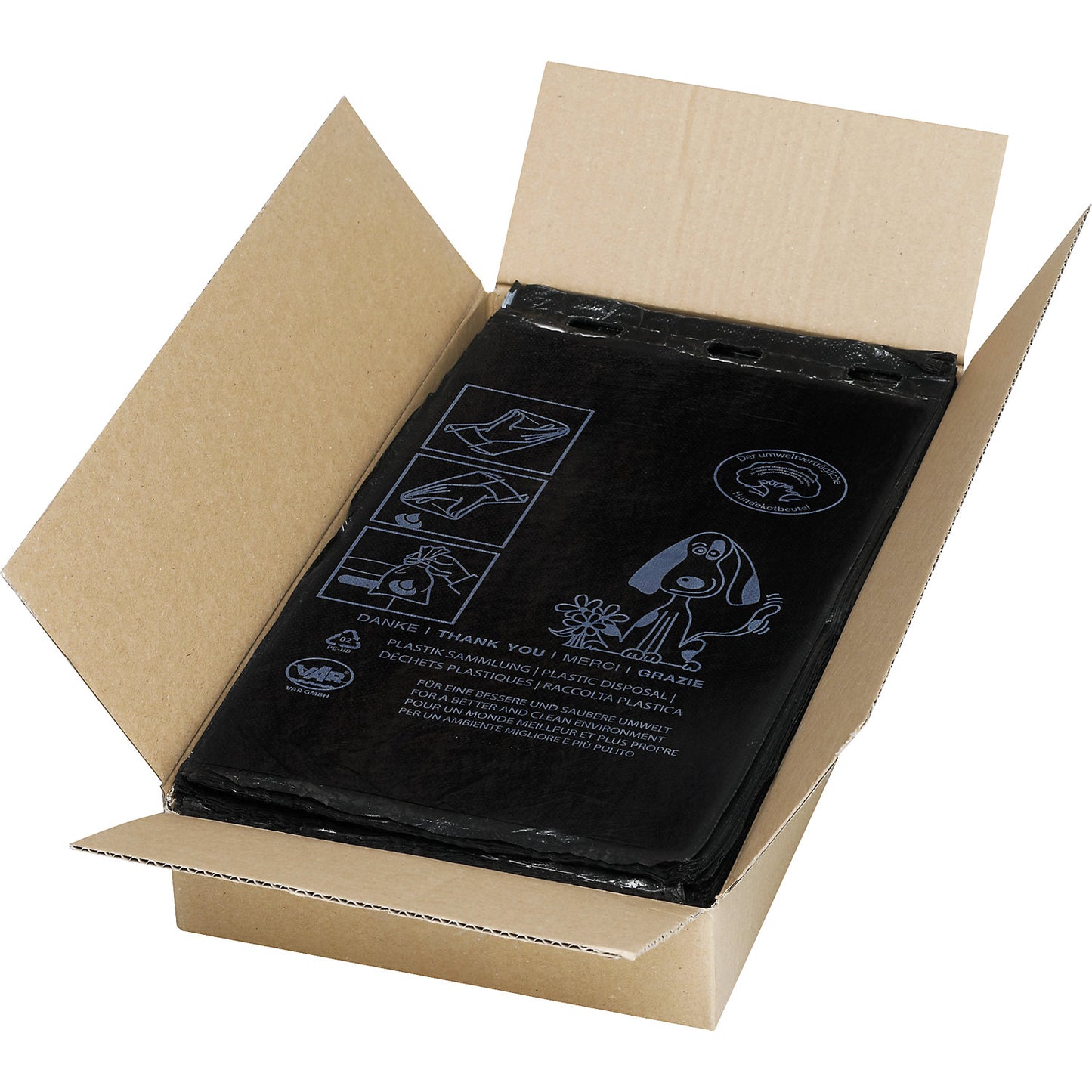 Dog poop bags, PE, capacity 3.2 l, WxH 330 x 200 mm, black, pack of 2000.