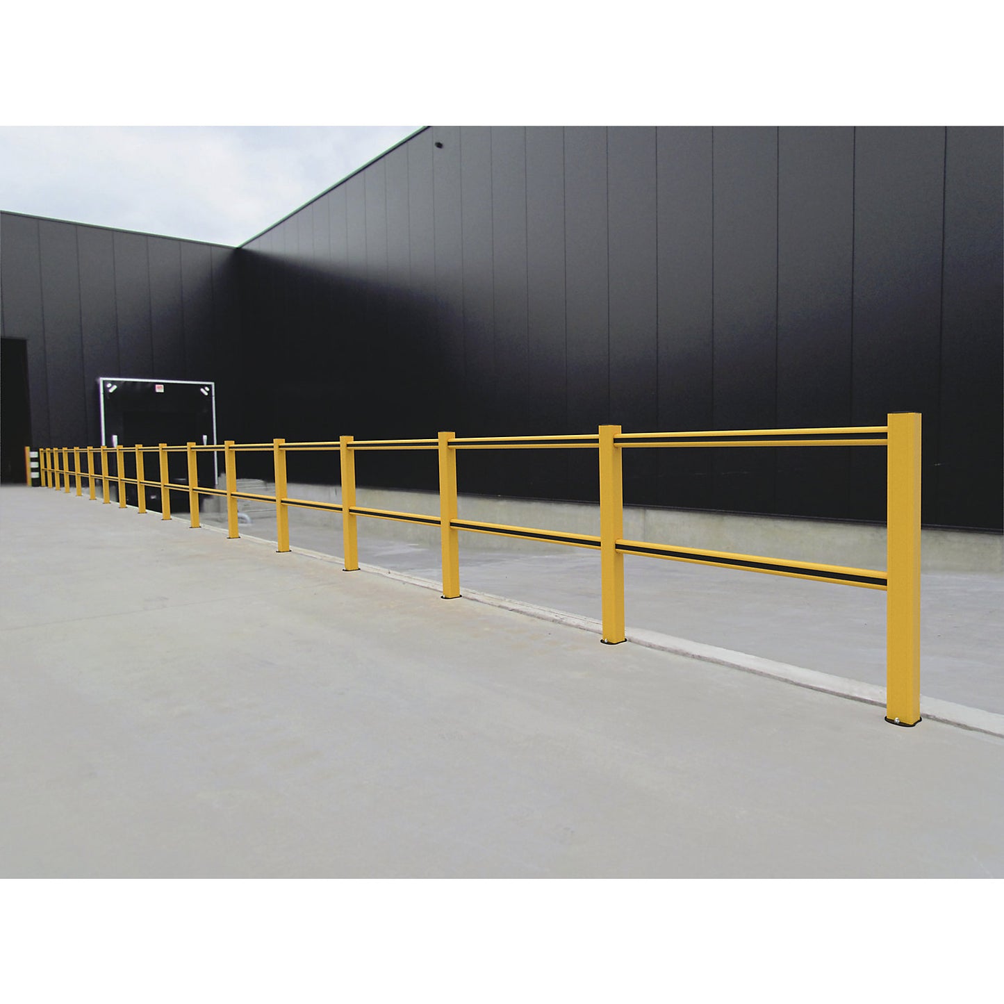 Flex Impact® HD Light safety railing, yellow posts - yellow/black stripes, width 1250 mm.