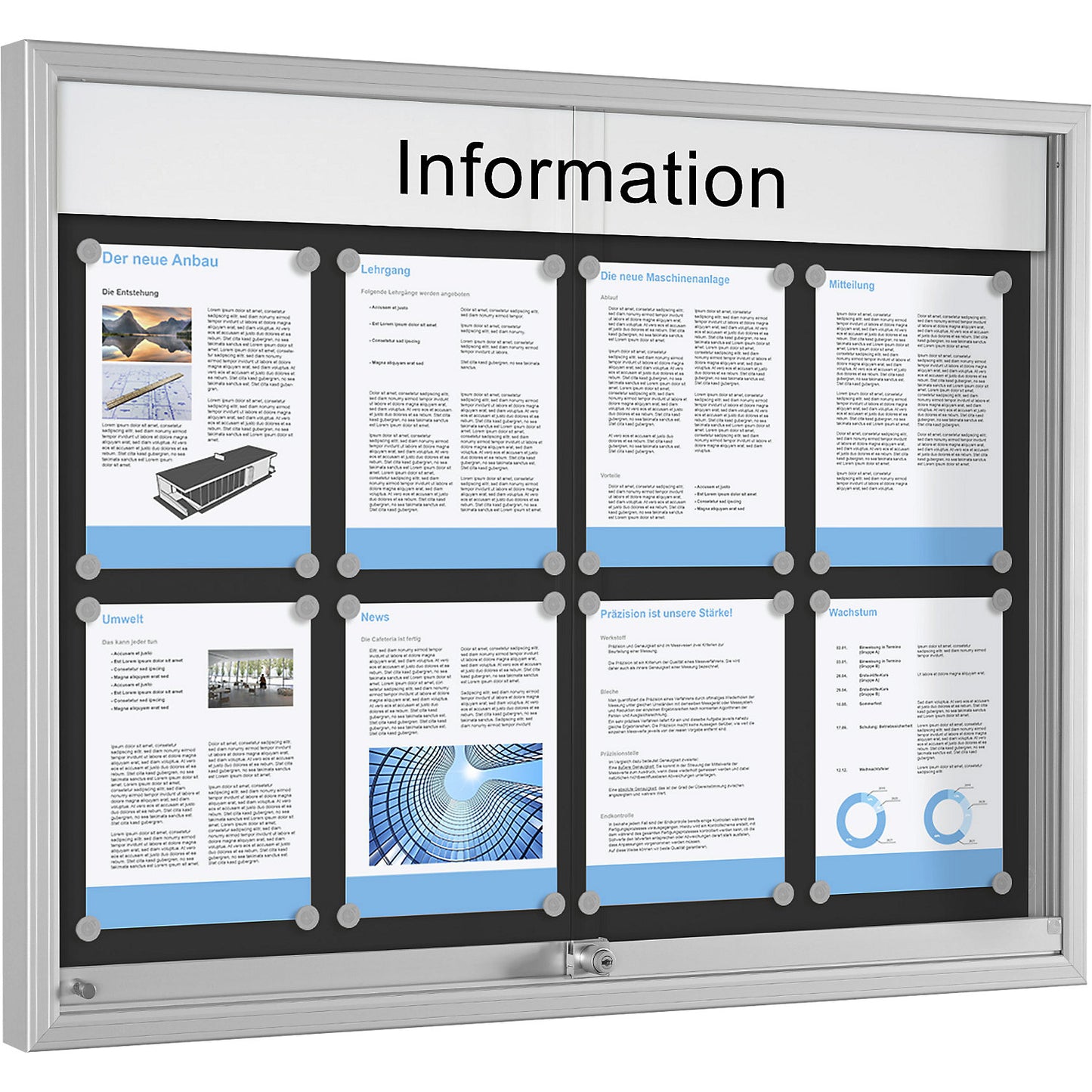 Sliding door display case, for 8 x A4, charcoal.