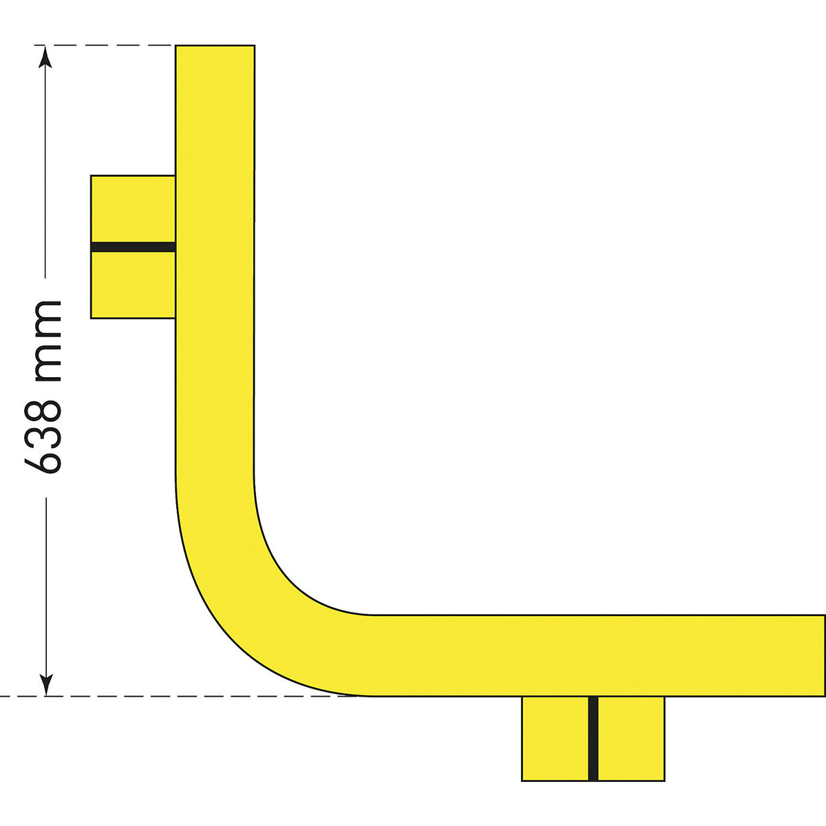 Impact protection barrier, to bolt in place, inside corner.
