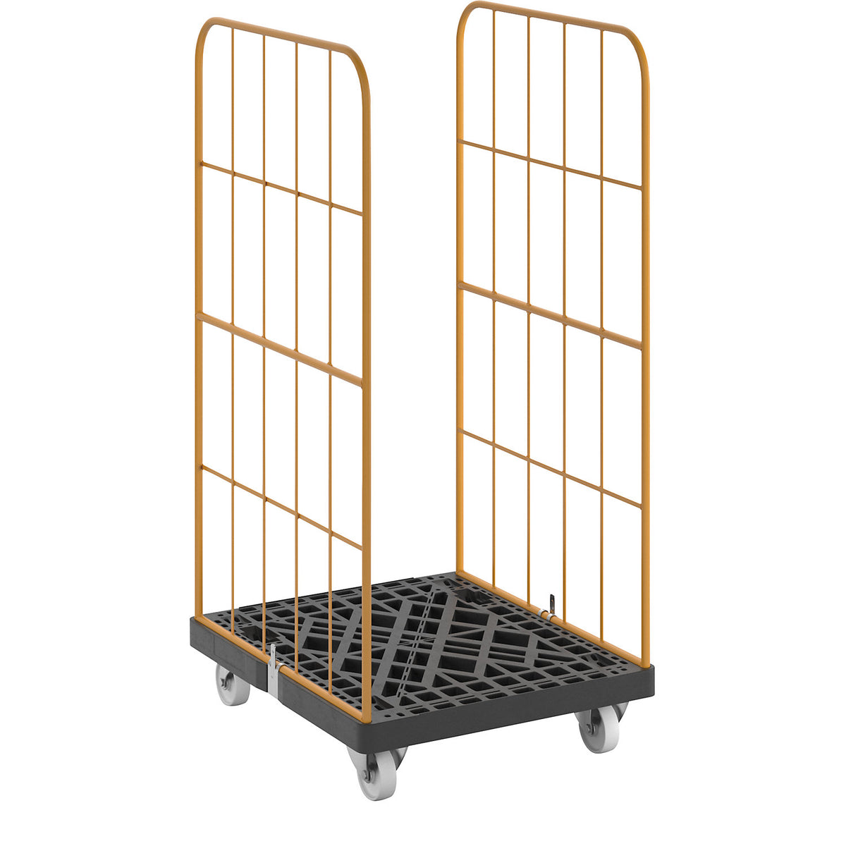 Roll container, 2-sided, height 1545 mm, jet black / daffodil yellow.