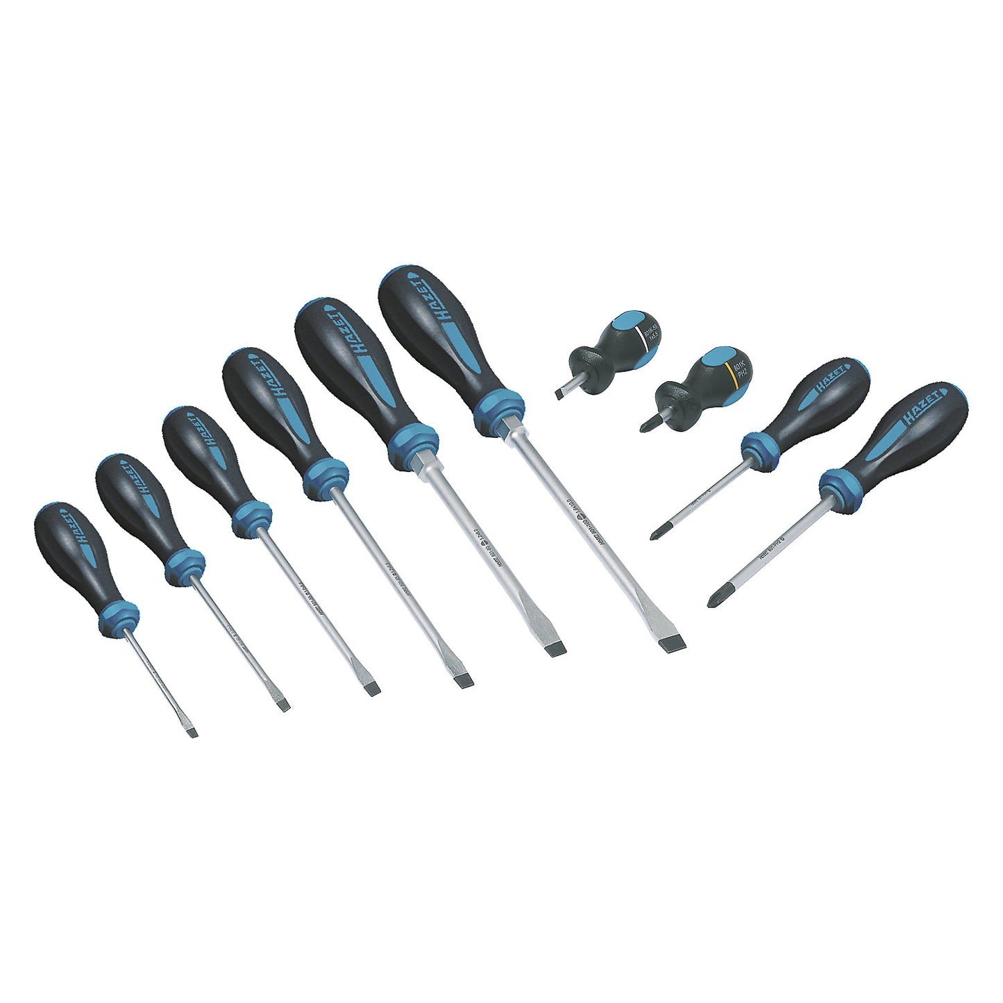 Screwdriver set, 10 pieces, 3-component handle.