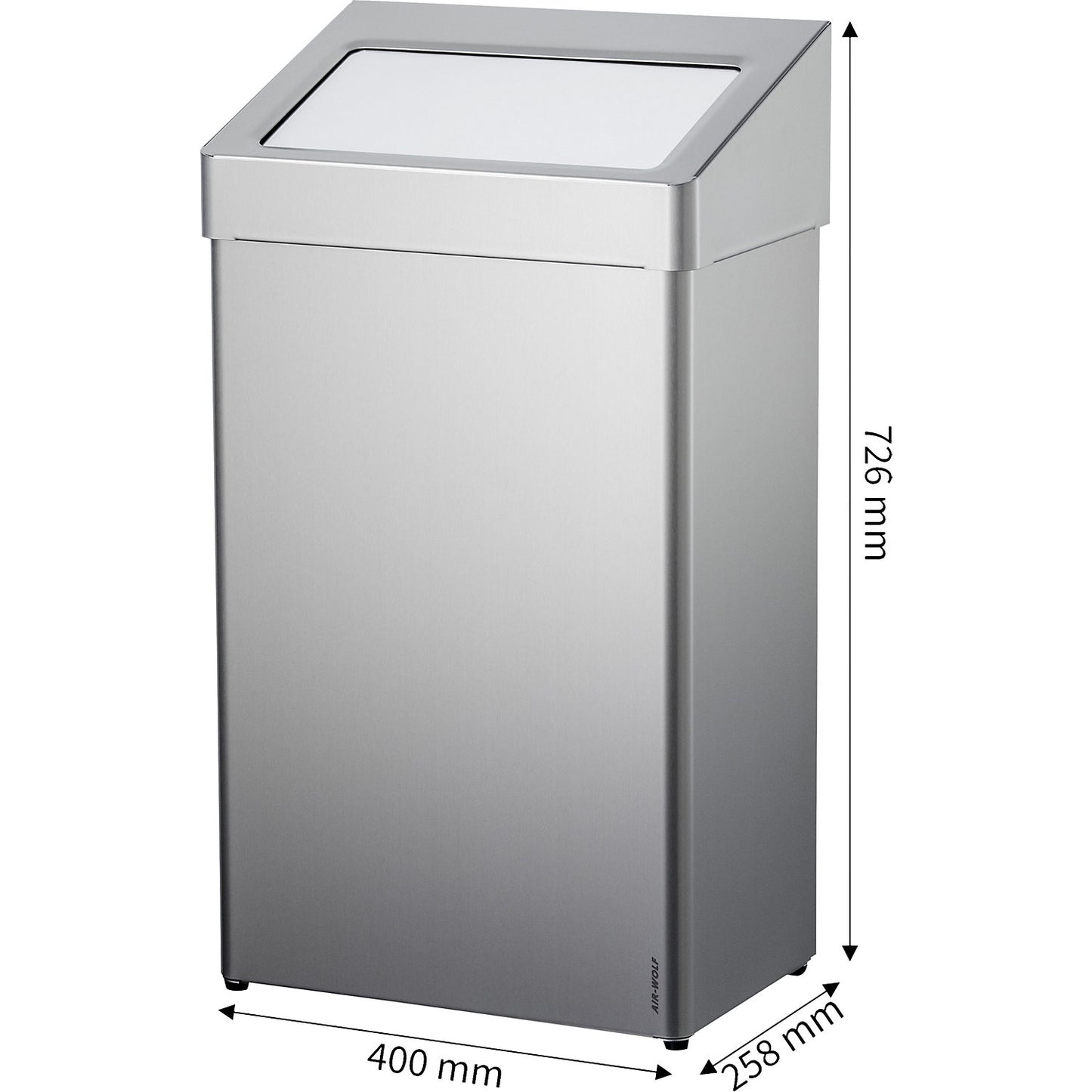 Waste bin, stainless steel, with hinged lid, capacity 60 l, WxHxD 400 x 726 x 258 mm, brushed.