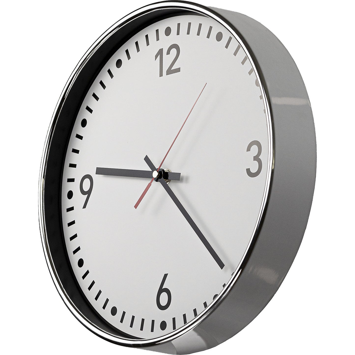 Wall clock, Ø 300 mm, radio synchronised clock, white clock face, with numbers and lines.