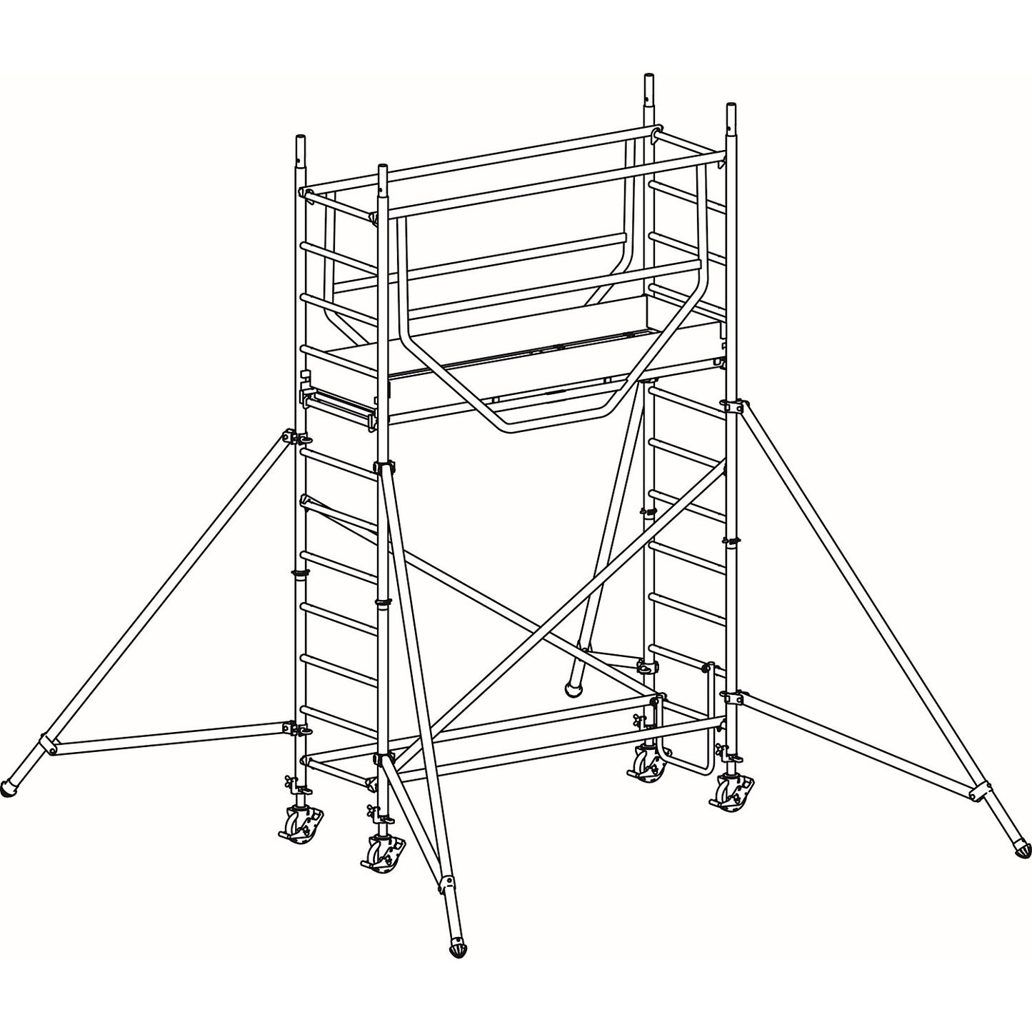 ADVANCED SAFE-T 7075 mobile access tower, welded, platform 2.08 x 0.61 m, max. working height 4.25 m.