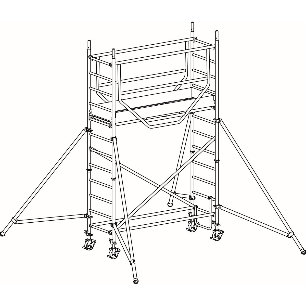 ADVANCED SAFE-T 7075 mobile access tower, welded, platform 2.08 x 0.61 m, max. working height 4.25 m.
