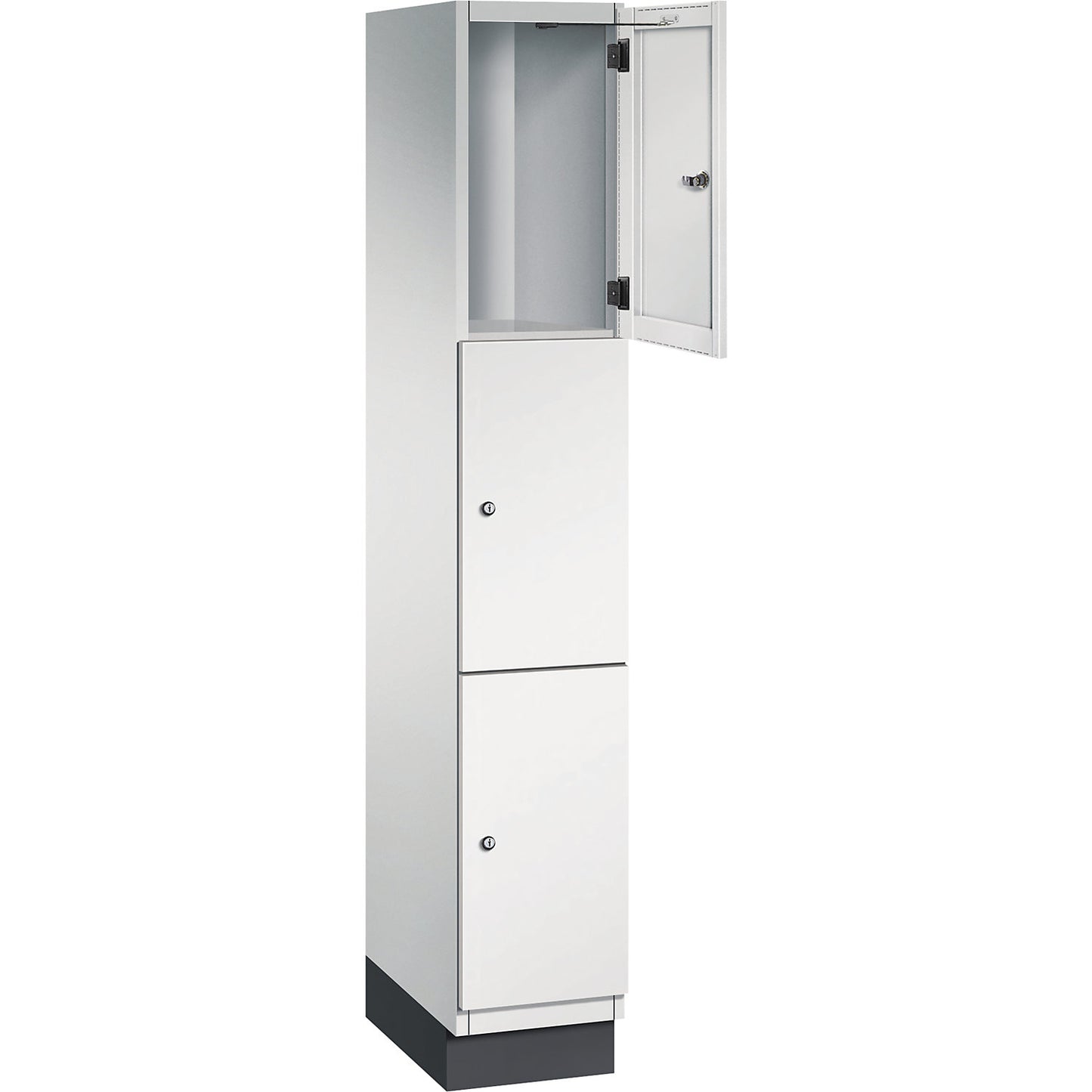 Cambio 3-fold compartment locker, 1 compartment, light grey, sheet steel door, W 300 mm, 3 compartments.