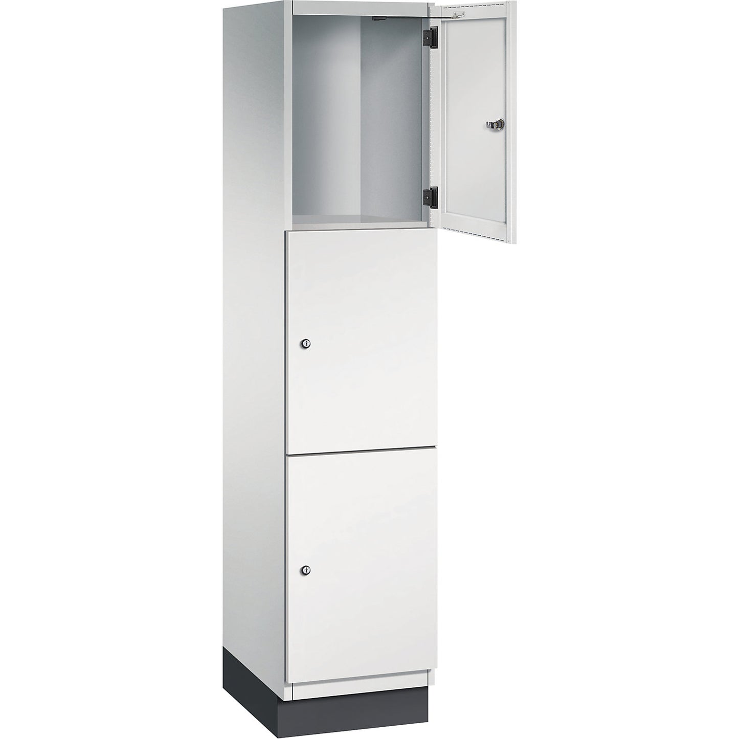 Cambio 3-fold compartment locker, 1 compartment, light grey, sheet steel door, W 400 mm, 3 compartments.