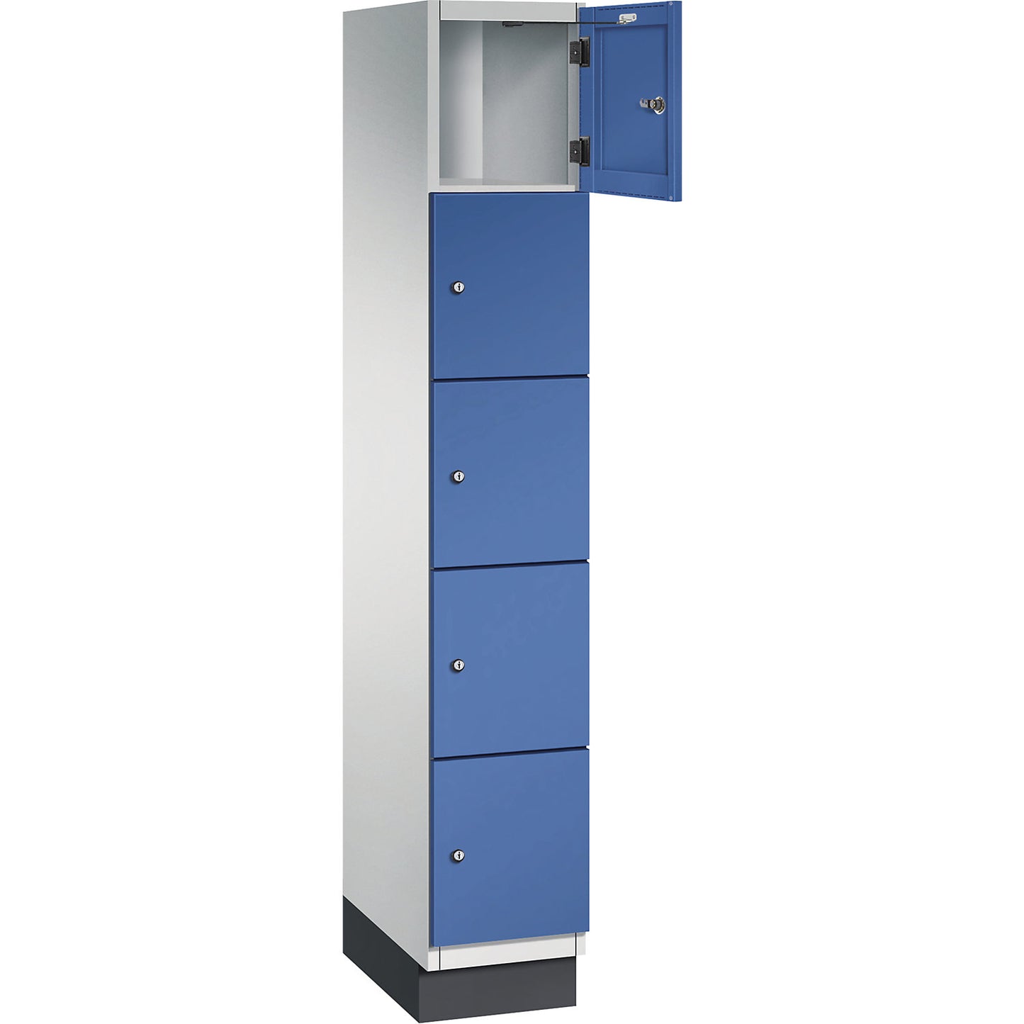 Cambio 5-fold compartment locker, 1 compartment, light grey / gentian blue, sheet steel door, W 300 mm, 5 compartments.