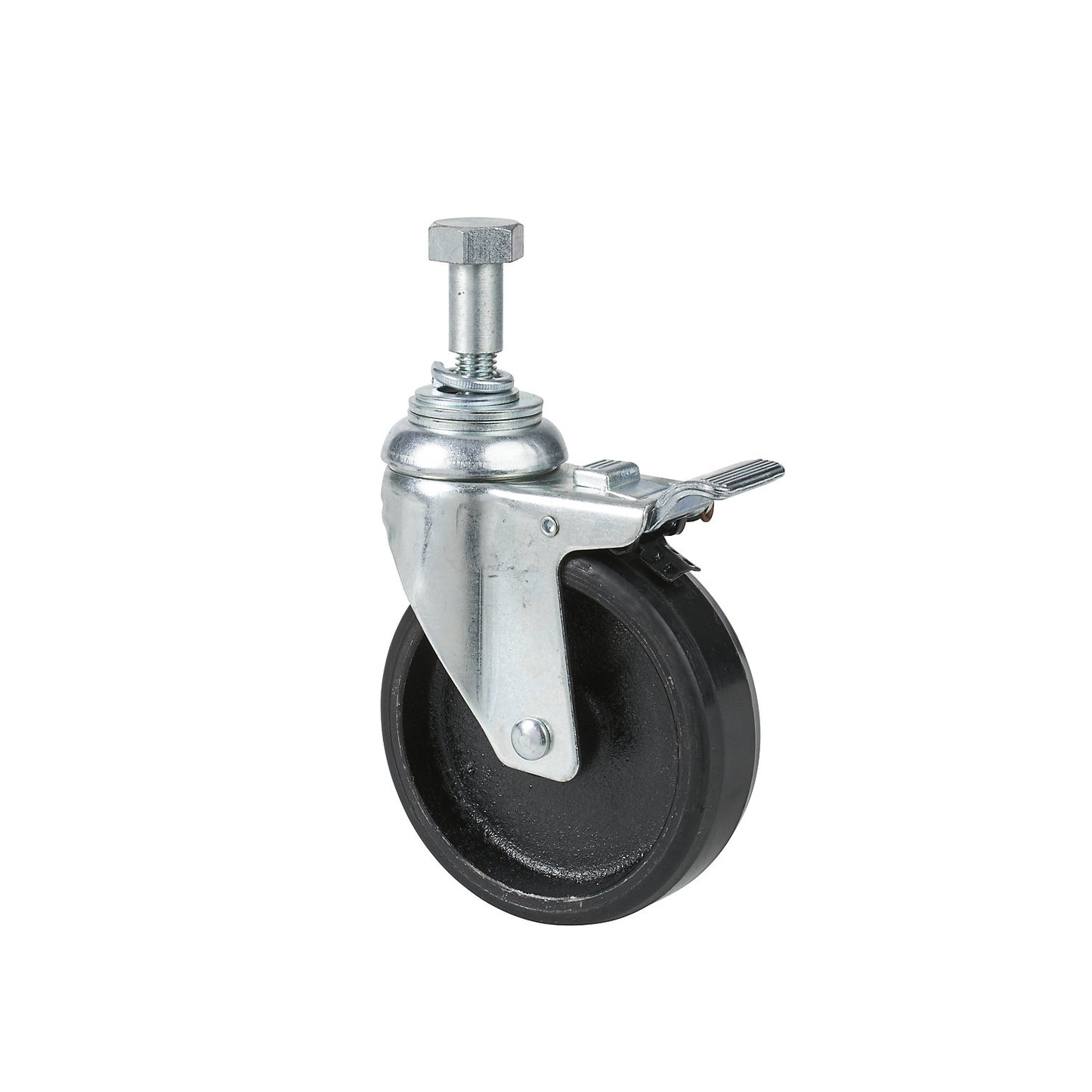 Swivel castor, for workshop crane, with wheel stop.