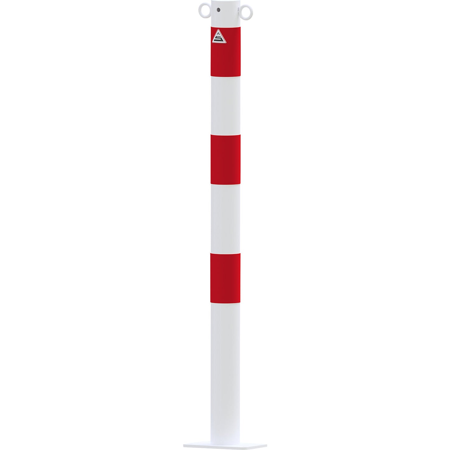 Barrier post, Ø 60 mm, white / red, for bolting in place, with 2 eyelets.