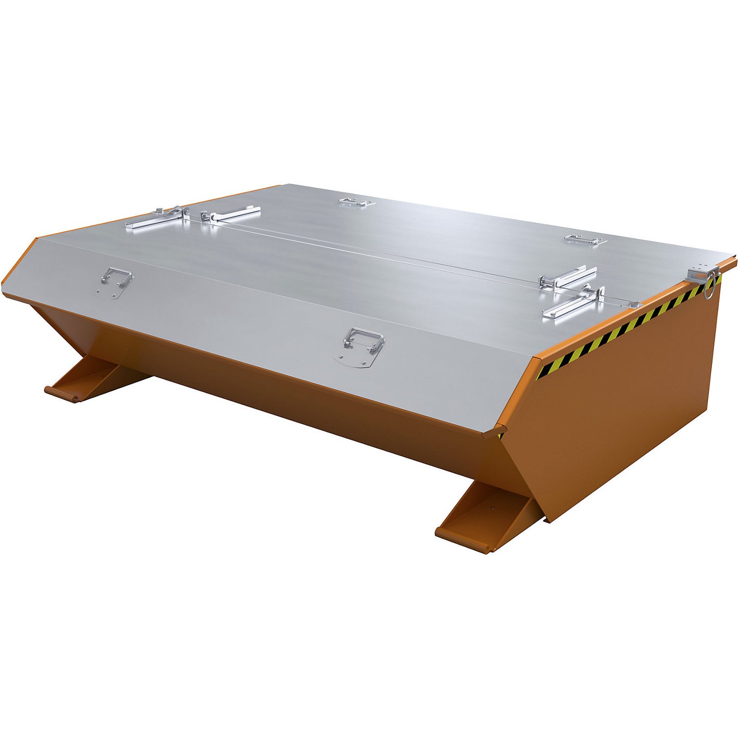 Lid for extremely low tilting skips, for skip capacity 0.61 m³, opens on two sides.