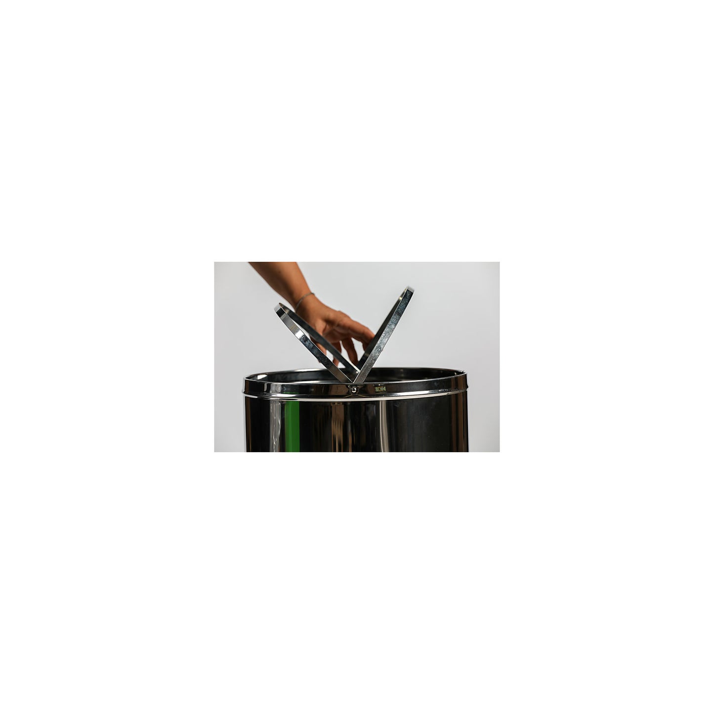 Stainless steel waste collector, capacity 40 l, WxHxD 350 x 740 x 350 mm, yellow lid.