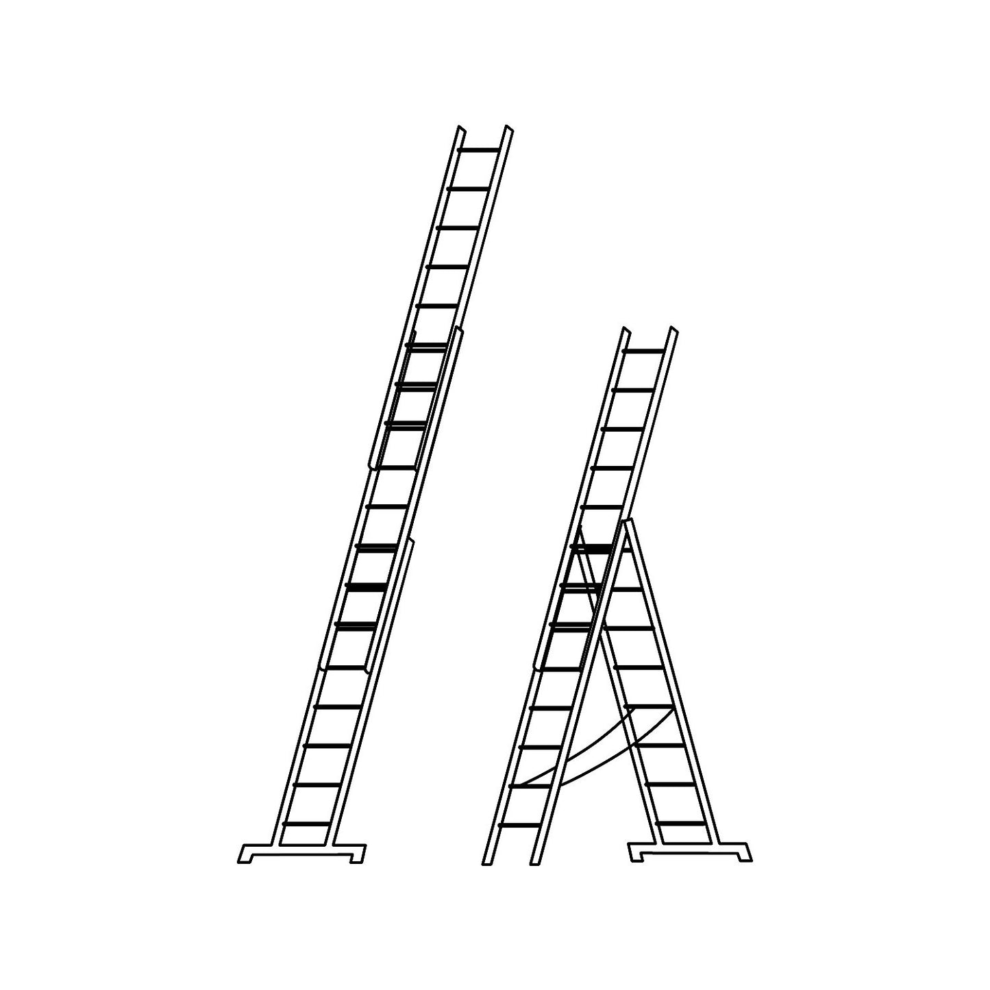Aluminium multi-purpose ladder, entry level model, 3 x 10 rungs, max. working height 7.34 m.