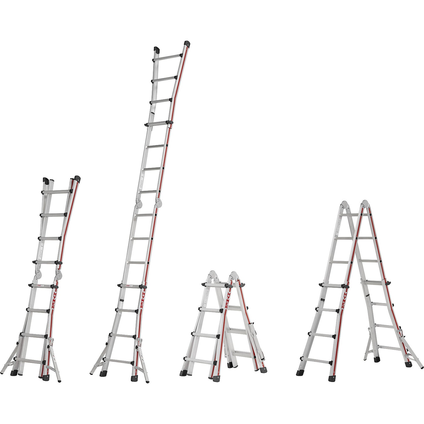 Telescopic ladder, SC 40, with fold out cross arms, 4 x 4 rungs.