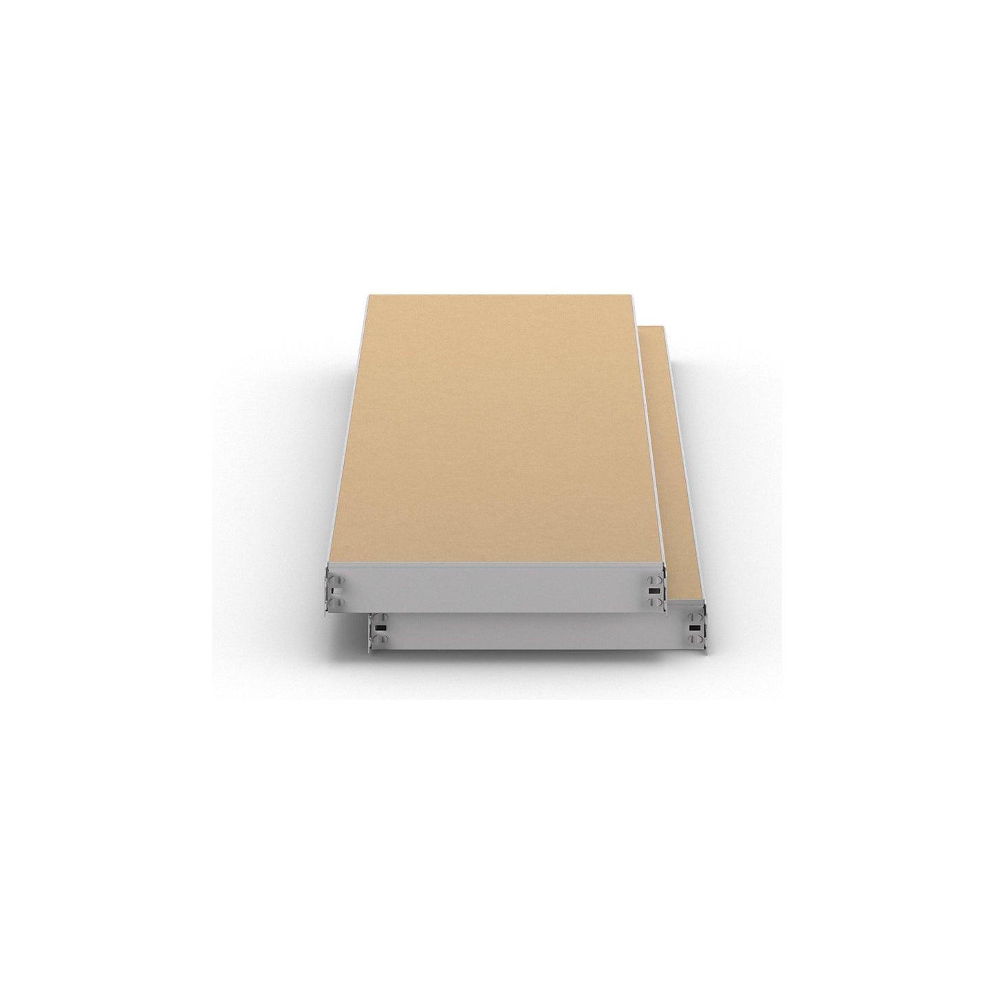 Moulded chipboard shelf, pack of 2, depth 386 mm, width 1436 mm.