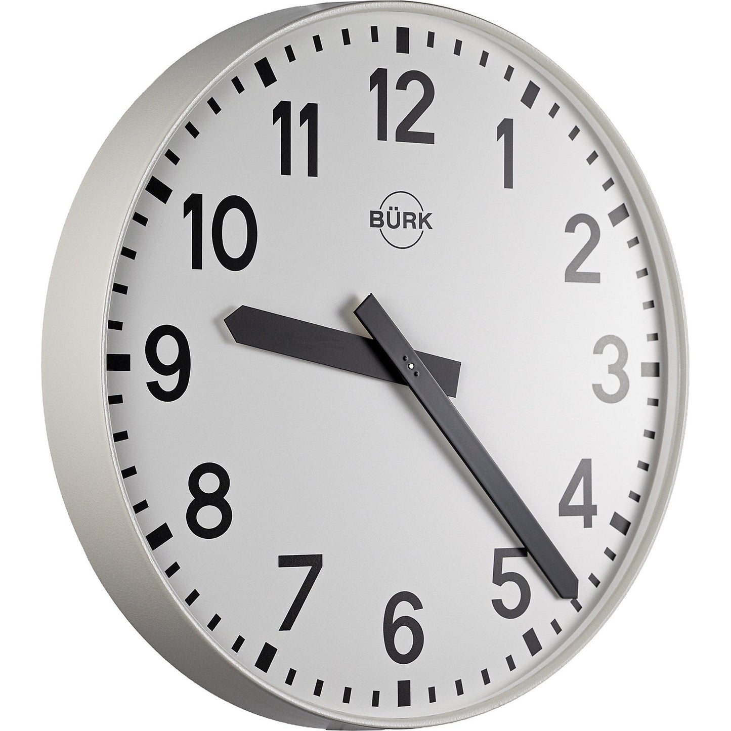 Wall clock, Ø 500 mm, radio synchronised clock, with numbers.