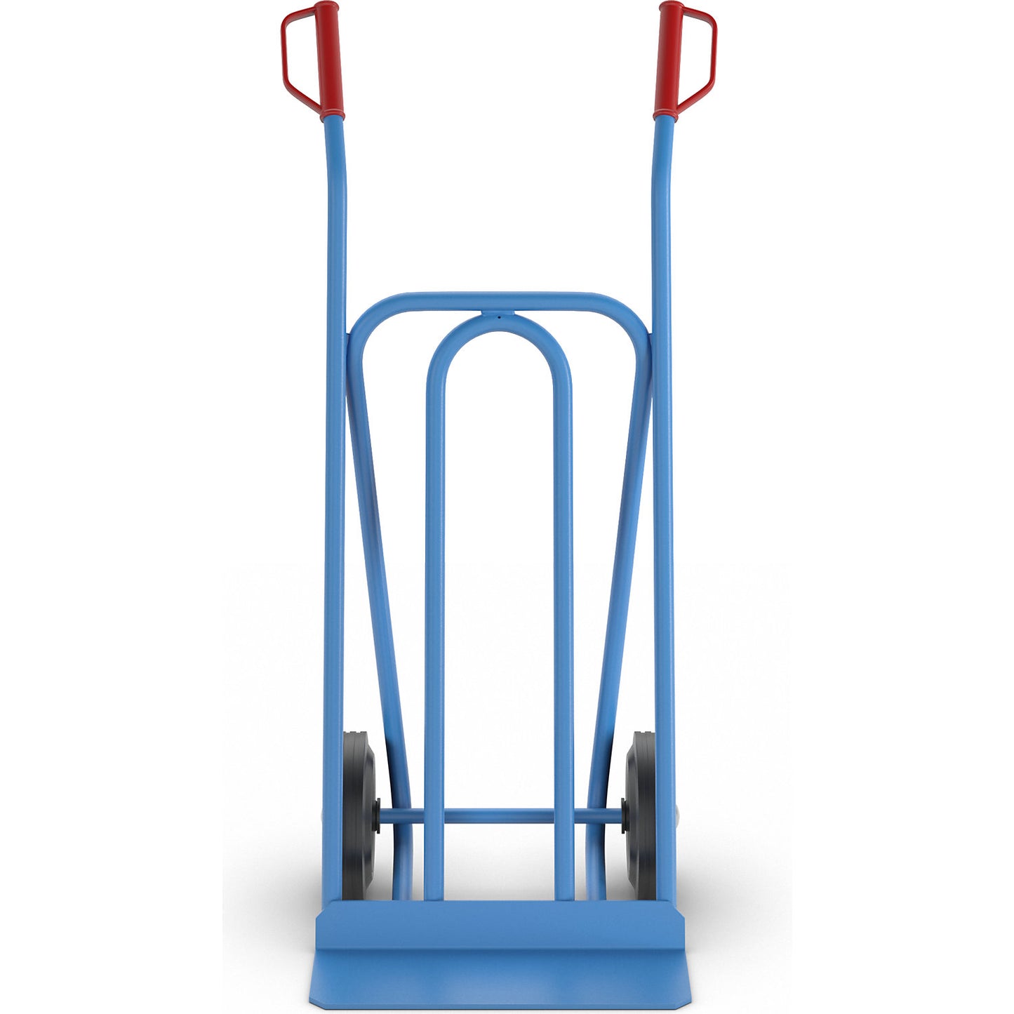 Steel sack truck, model: loading truck, max. load 250 kg, puncture-proof solid rubber tyres.