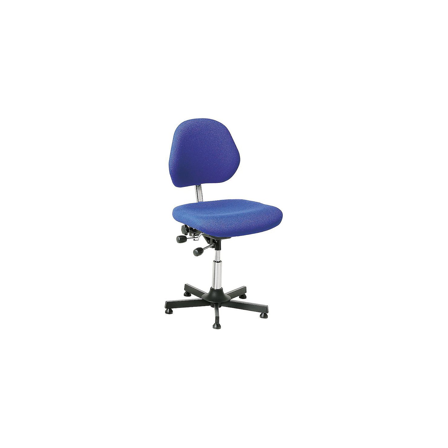 AEGA industrial chair, low model with floor glides, fabric cover, blue, height adjustable 500 - 630 mm.