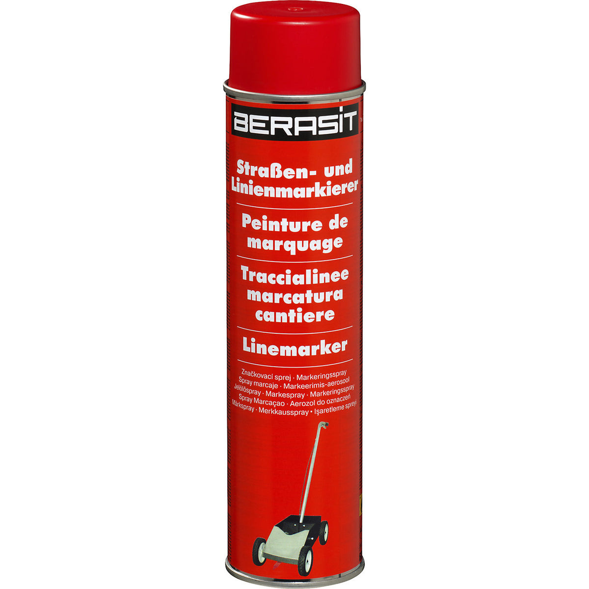 Paint marking cart BASIC, set with 1 yellow paint can and 12 additional paint cans, red.