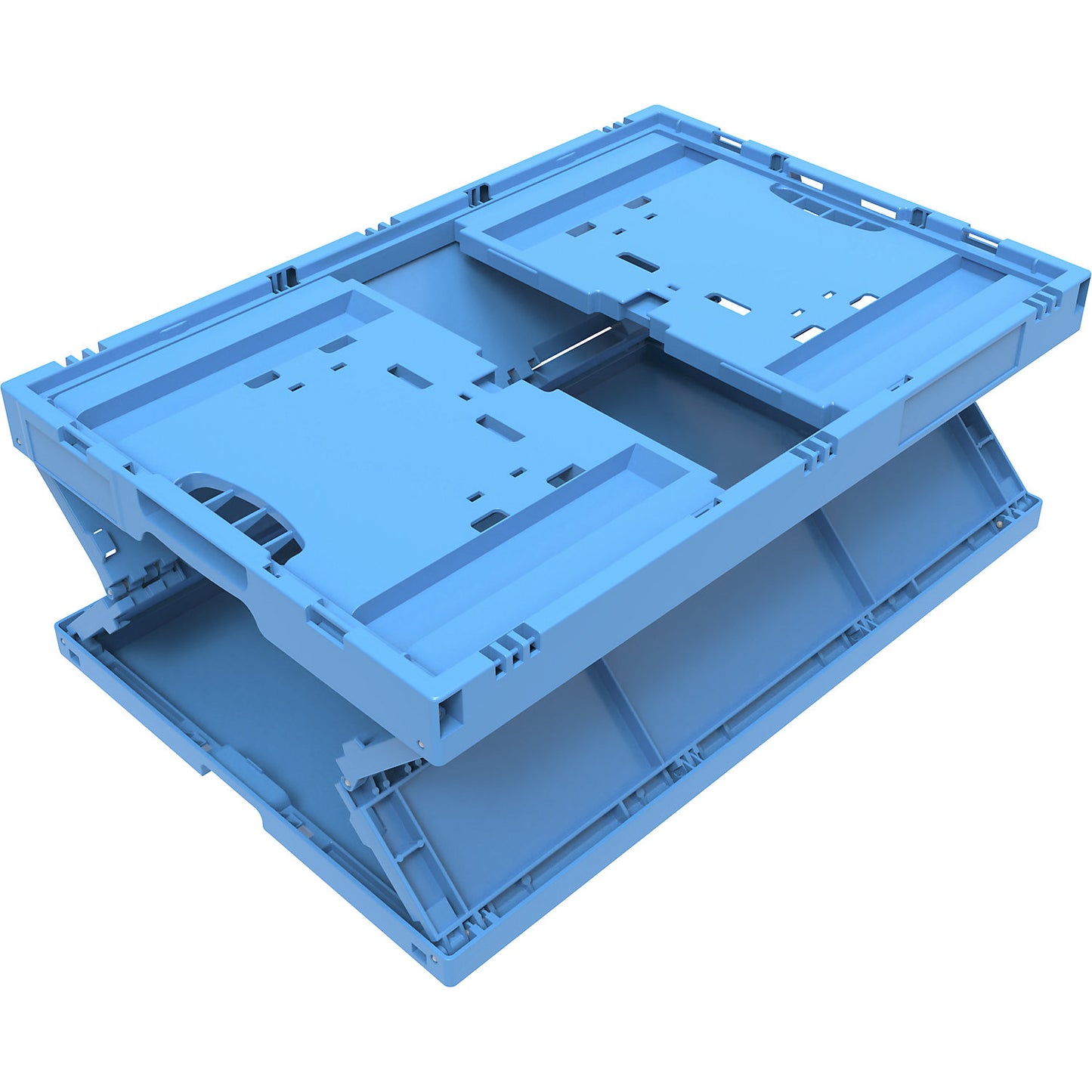 Polypropylene folding box, capacity 54 l, without lid, blue.