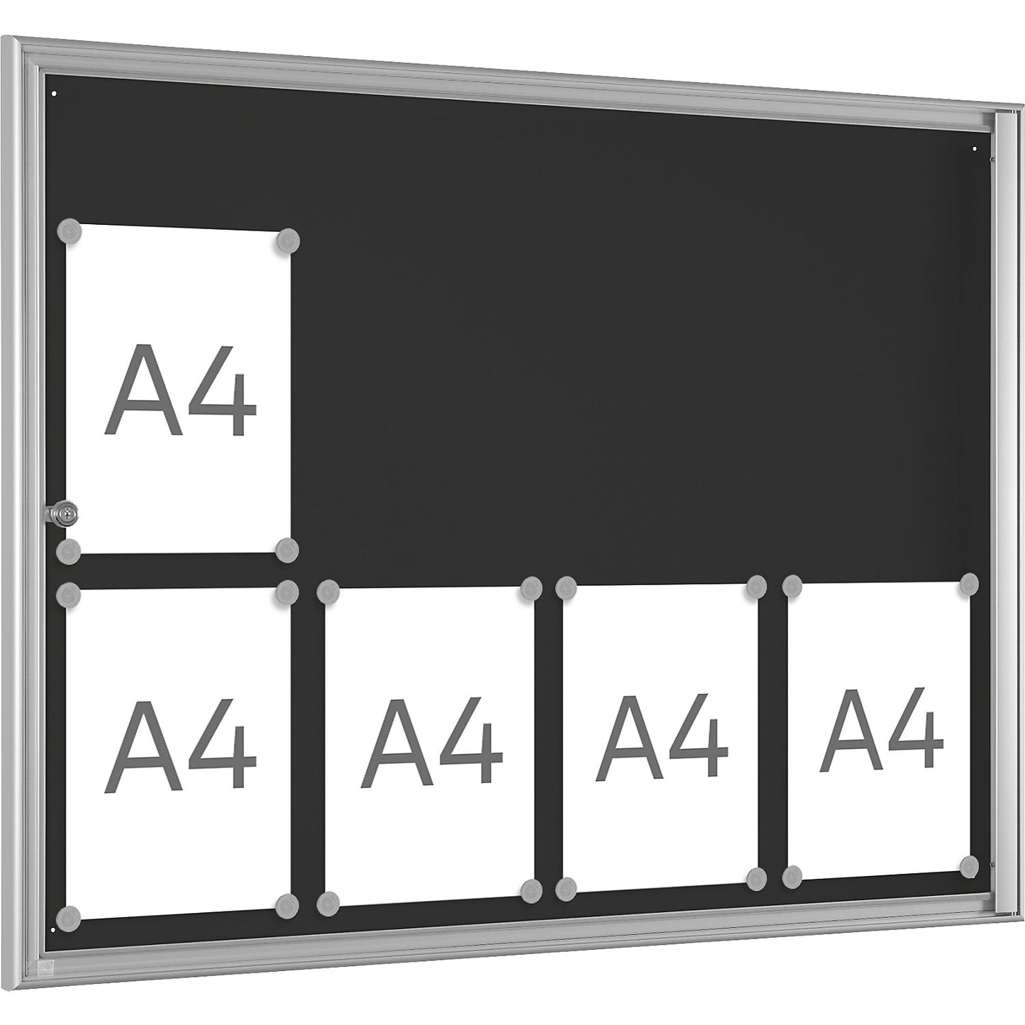 Display case for indoor use, external depth 27 mm, for A1, rear panel grey.