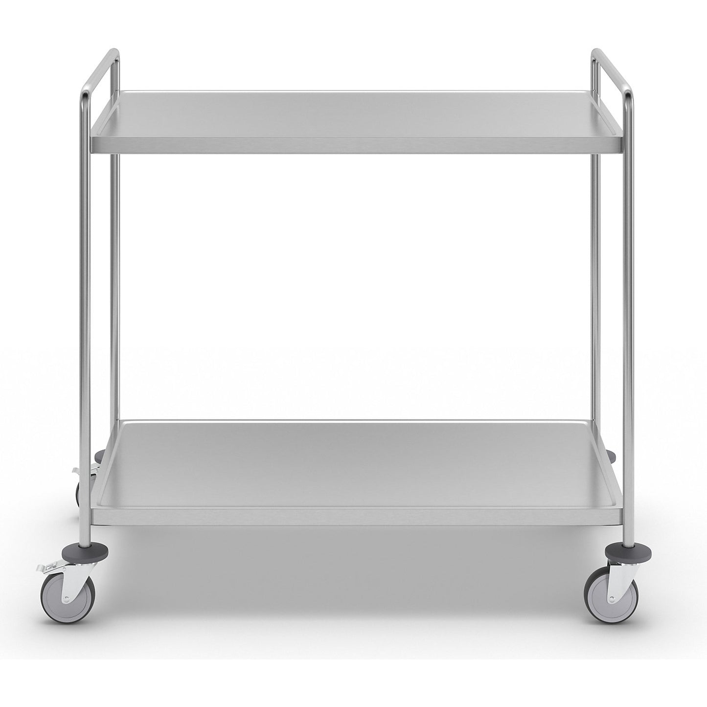 Stainless steel shelf truck, welded, LxWxH 1075 x 575 x 1010 mm, 2 shelves.